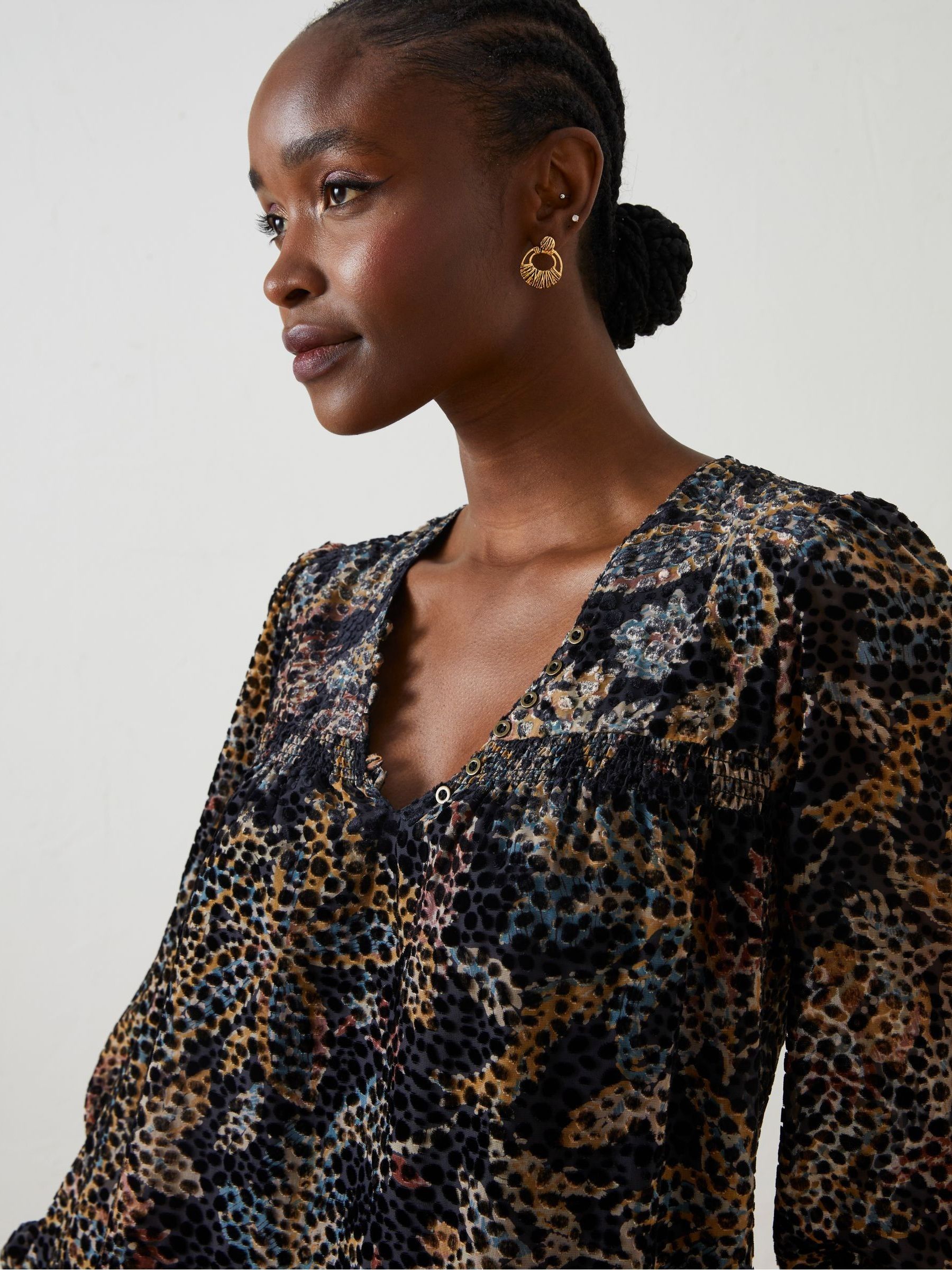 Black Poplar Floral Devore Swing Dress - Image 6 of 7