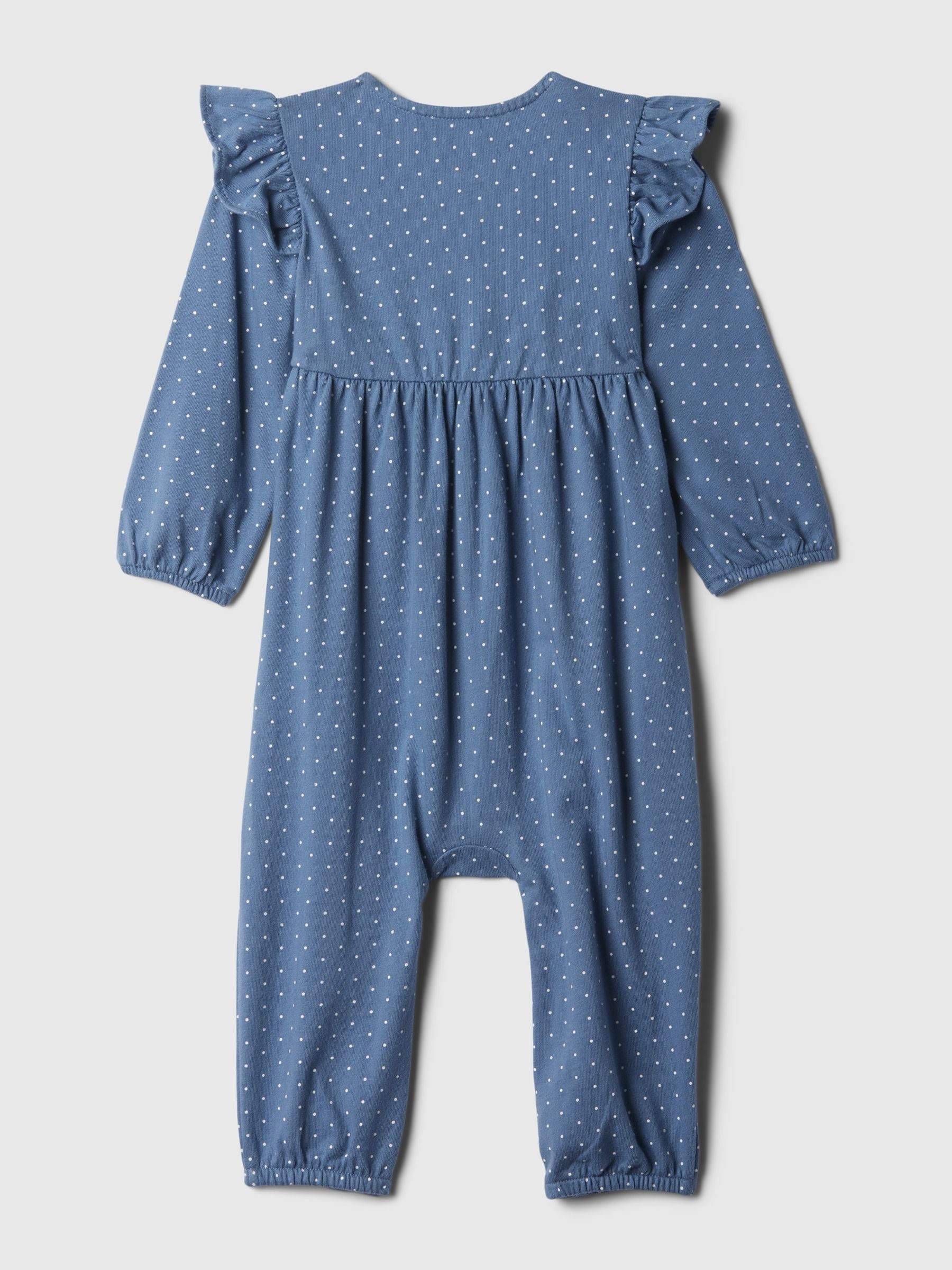 Blue Organic Cotton Flutter Long Sleeve Sleepsuit (Newborn-24mths) - Image 2 of 2