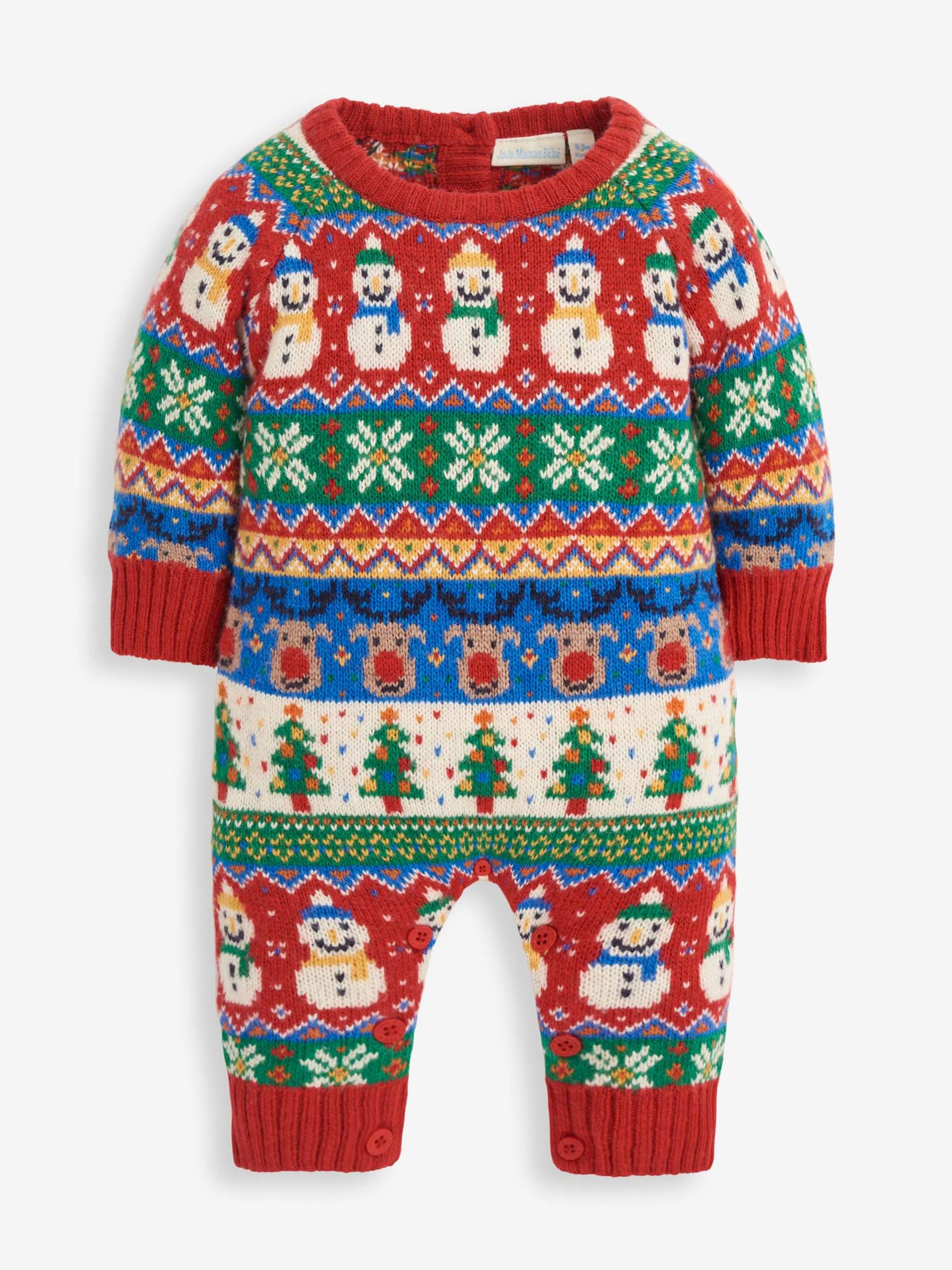 Multi Baby Christmas Fair Isle Pattern Knitted All-In-One - Image 3 of 4