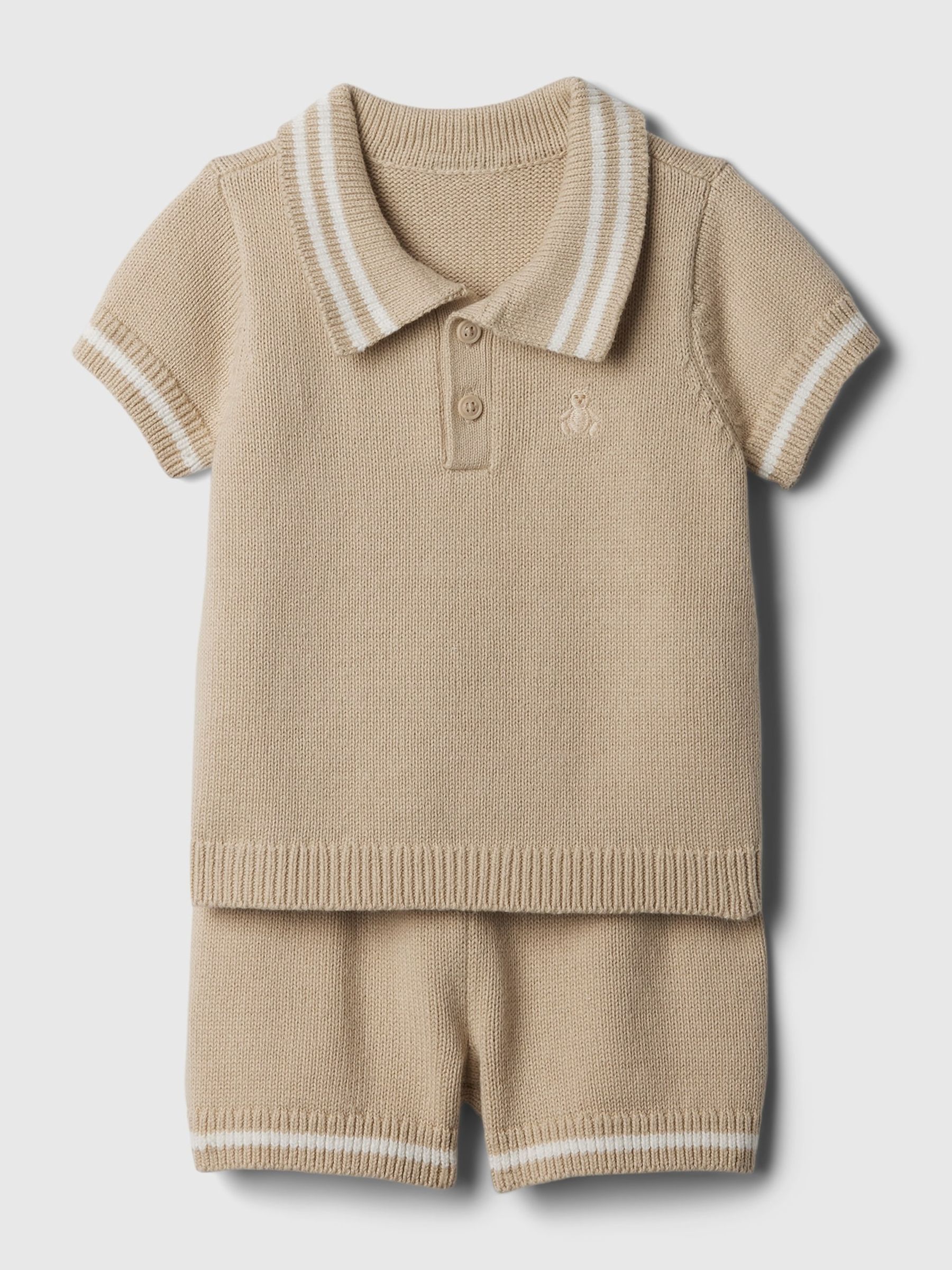 Brown Knit Baby Sweater and Shorts Set (Newborn-24mths) - Image 1 of 2