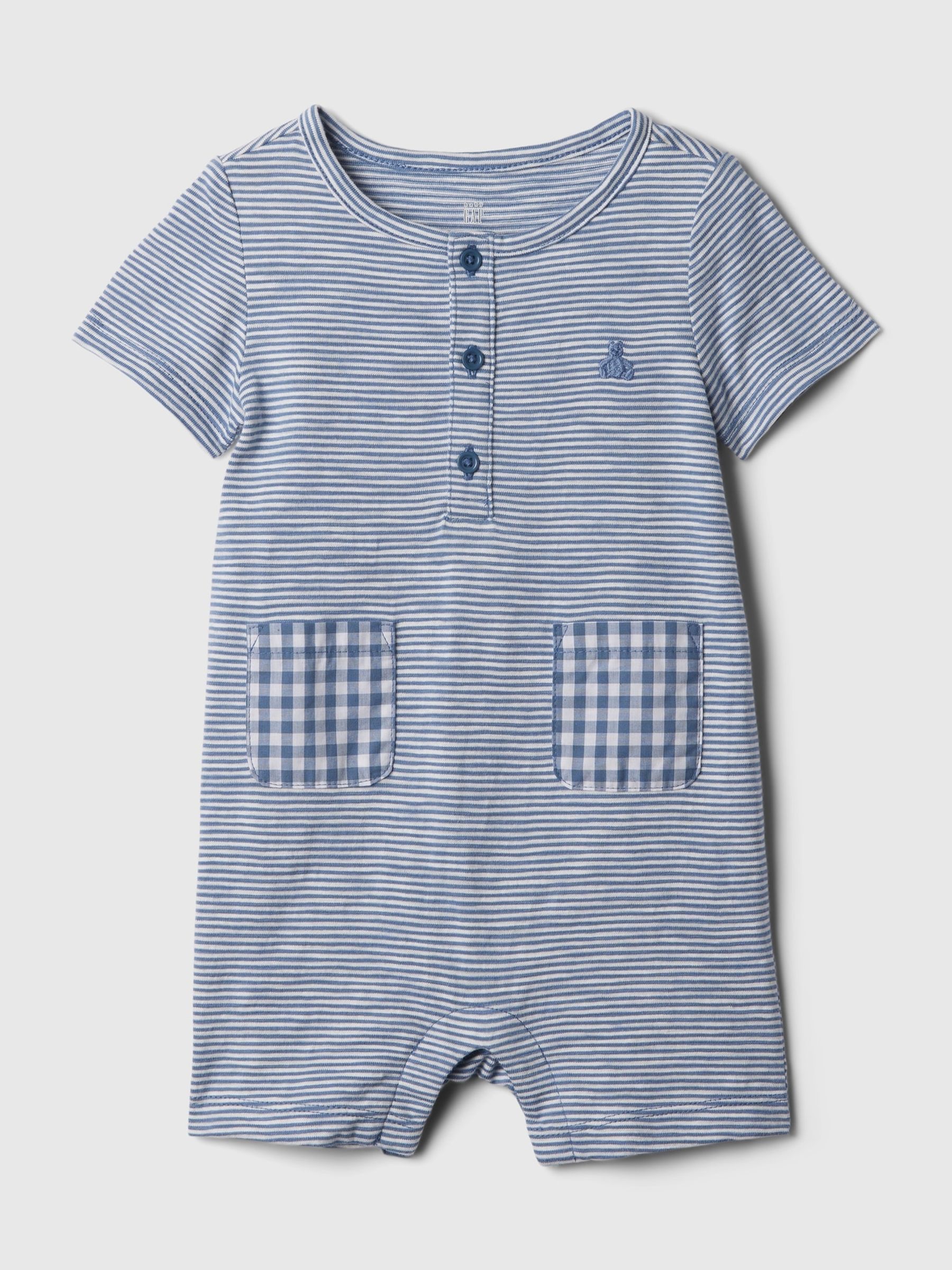Blue Brannan Bear Pocket Short Sleeve Romper (Newborn-24mths) - Image 1 of 2
