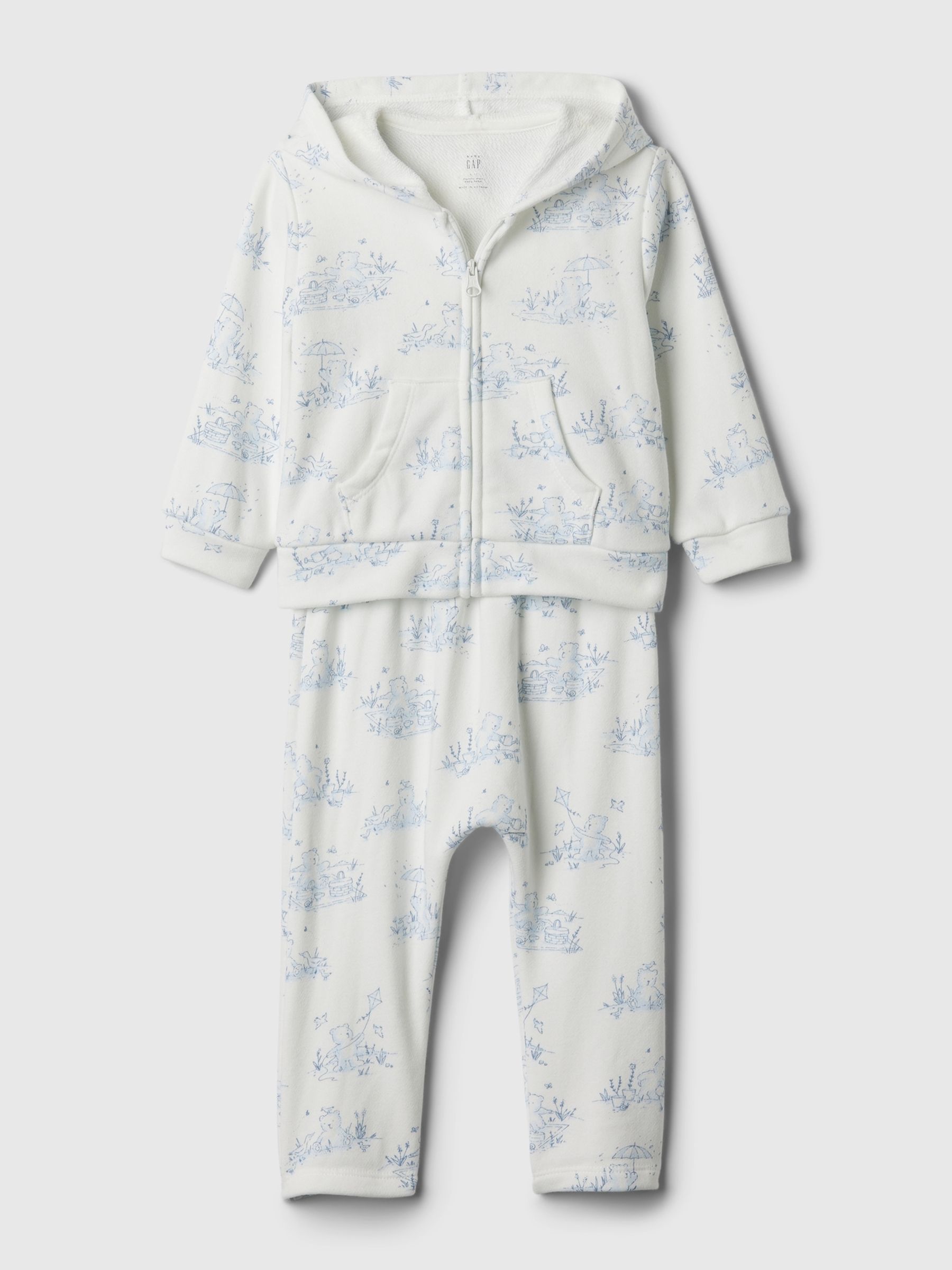 White/Blue Brannan Bear Two Piece Outfit Set (Newborn-24mths) - Image 1 of 1