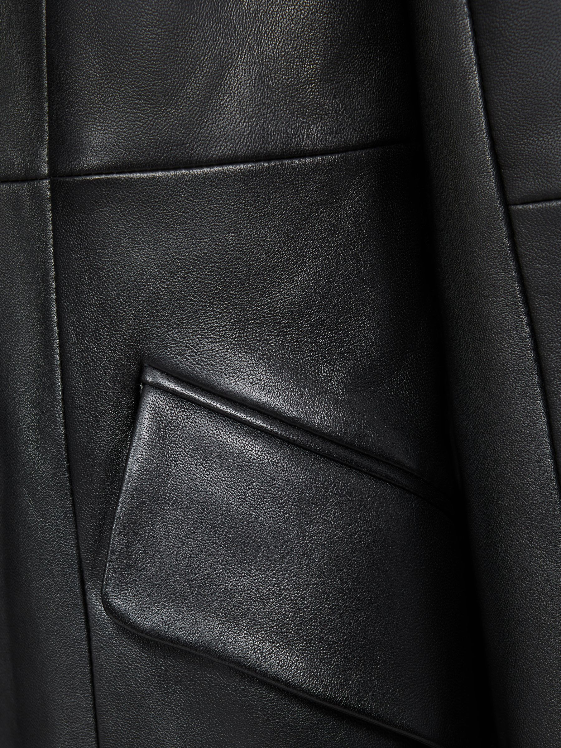 Paige Leather Single Breasted Jacket in Black - Image 7 of 8