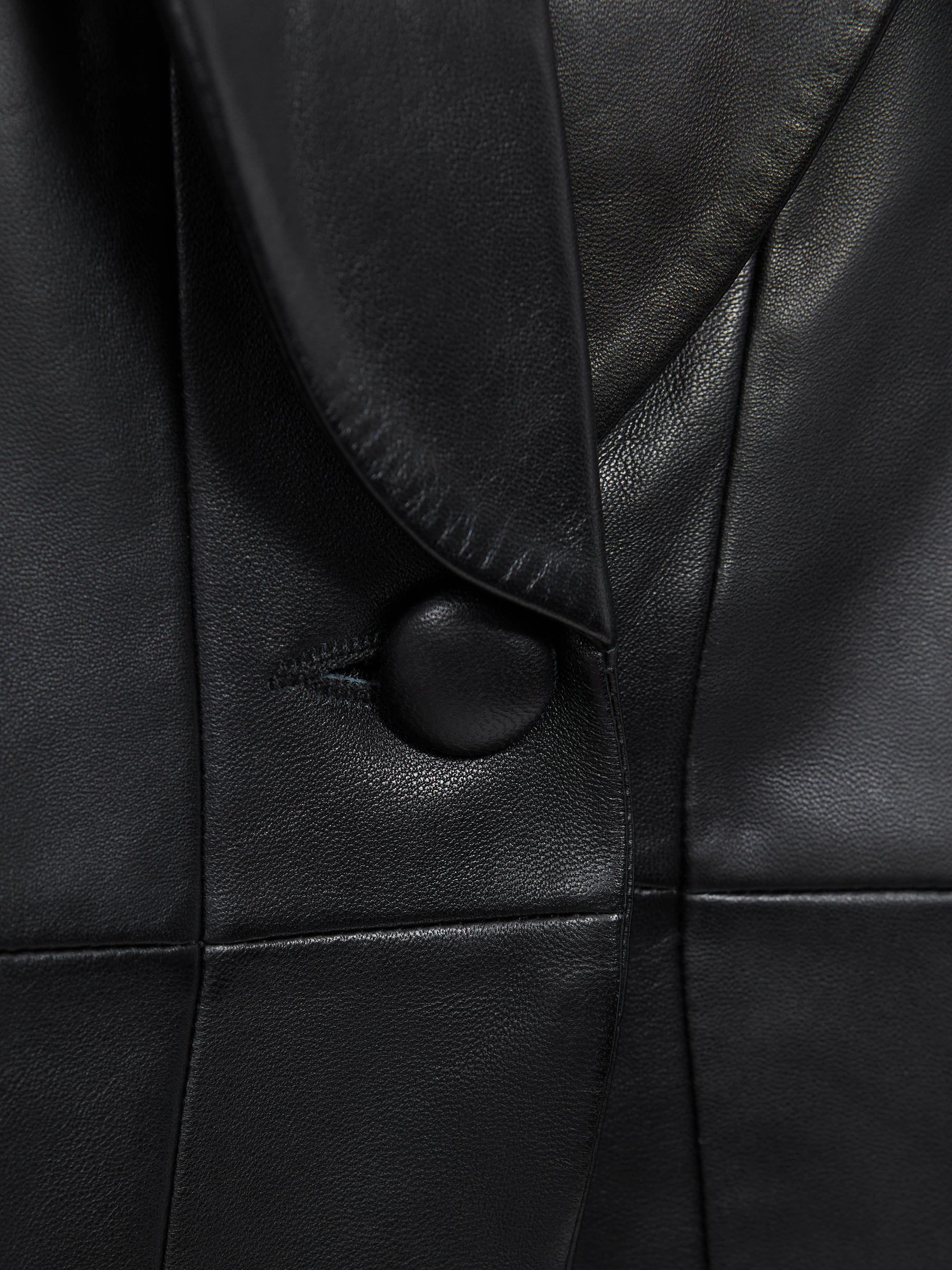 Paige Leather Single Breasted Jacket in Black - Image 8 of 8