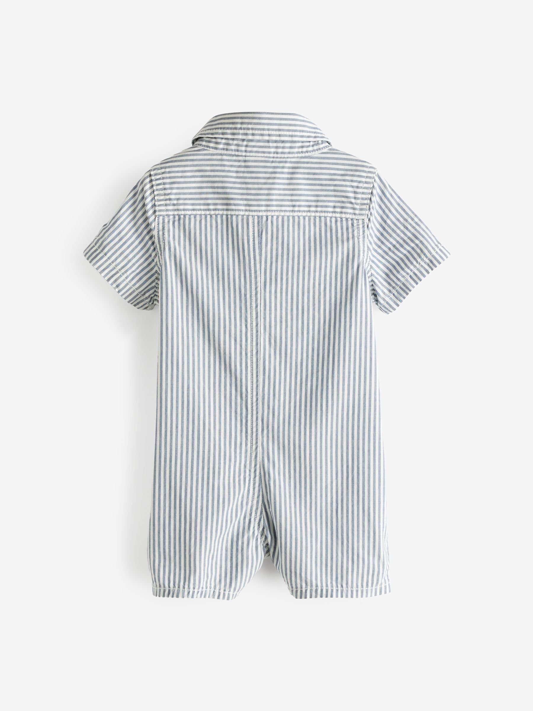 Blue Stripe Brannan Bear Pocket Button Up Baby Rompersuit Set (Newborn-24mths) - Image 2 of 3