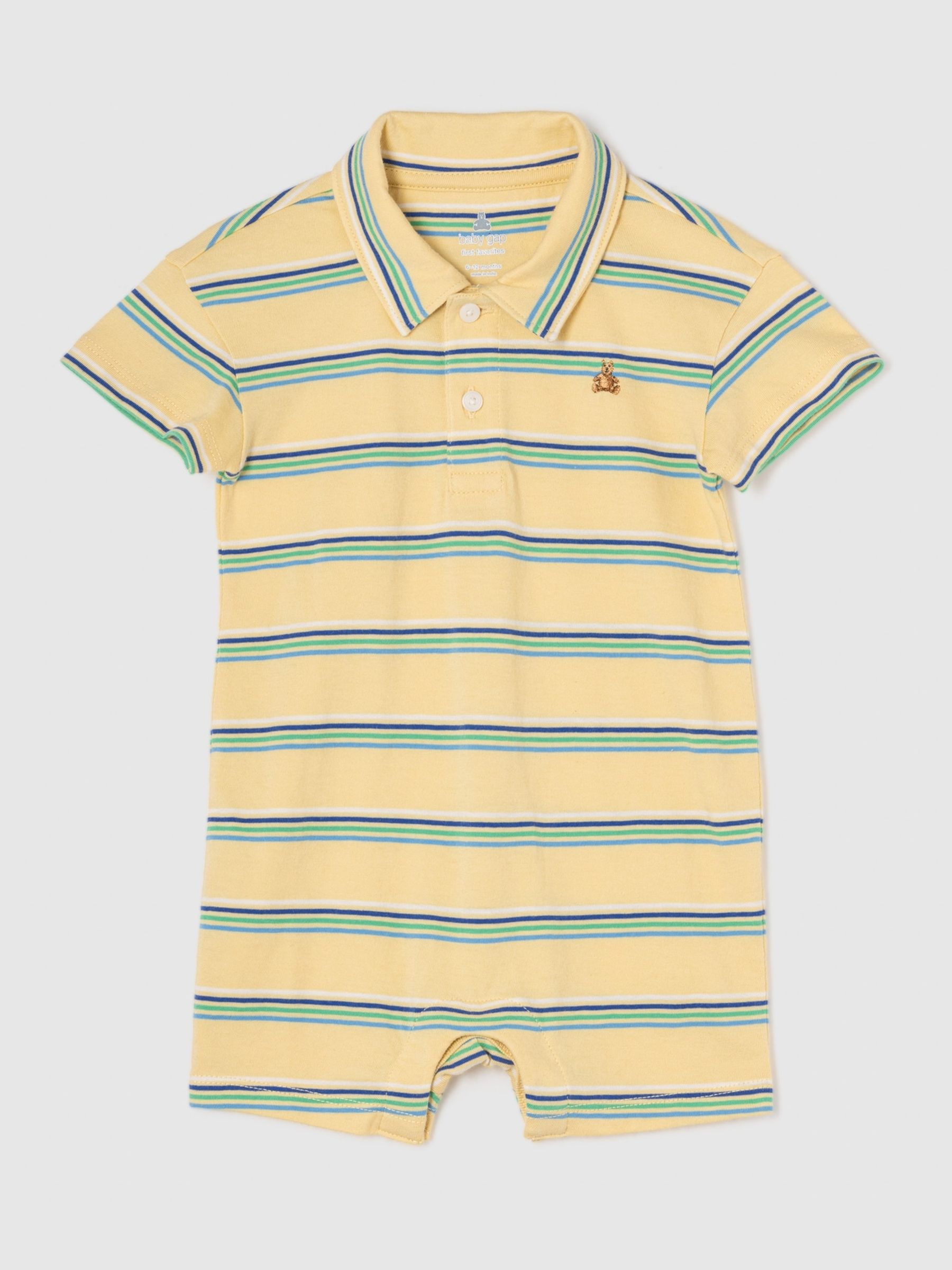 Yellow Brannan Bear Baby Polo Rompersuit (Newborn-24mths) - Image 1 of 1
