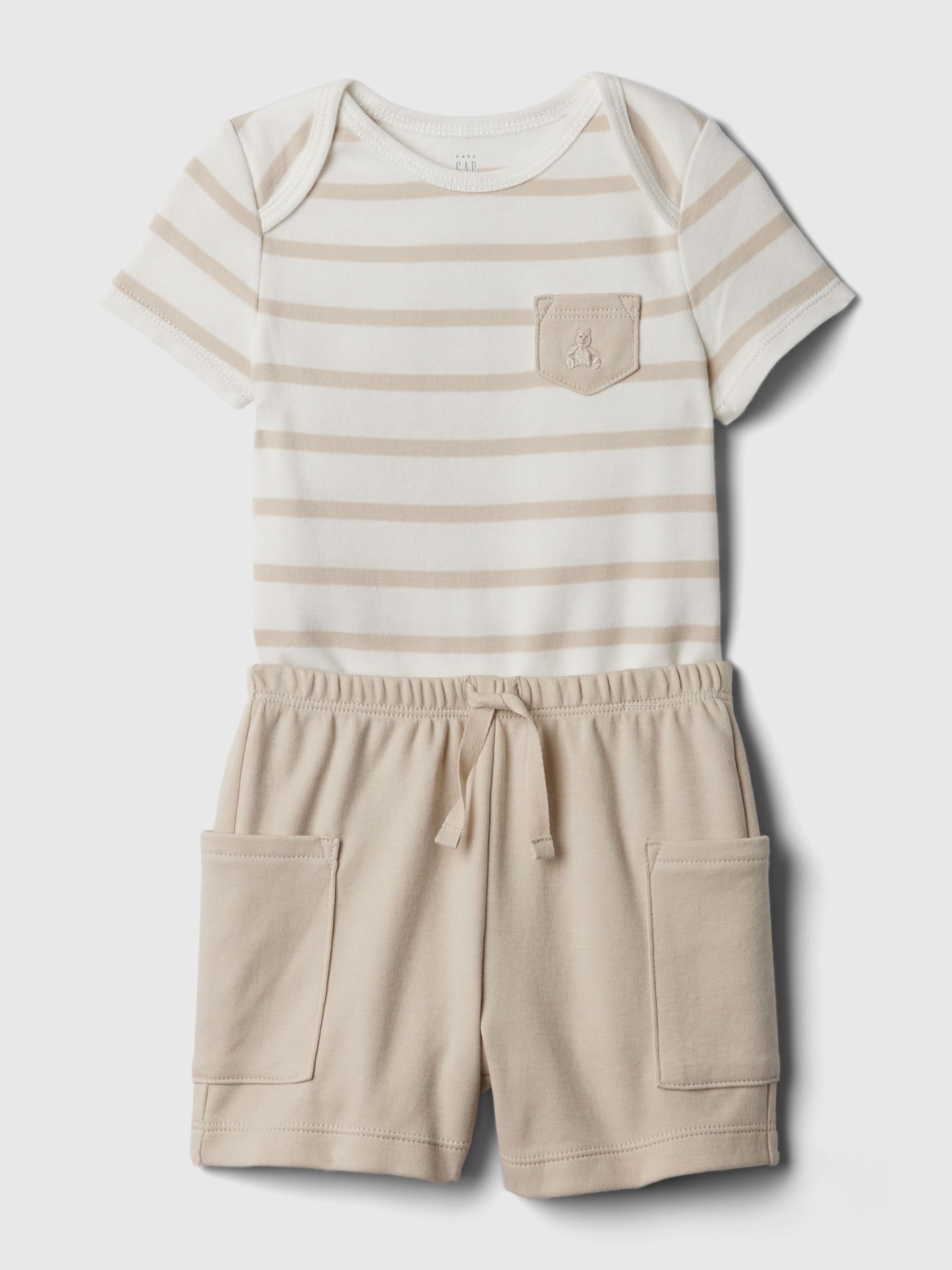 Beige Brannan Bear Baby Top and Shorts Set (Newborn-24mths) - Image 3 of 4