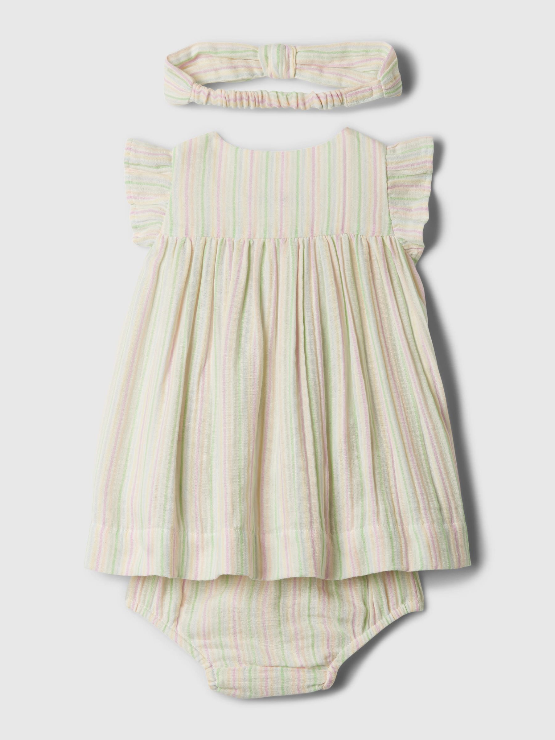 Neutral Stripe Cotton Baby Outfit Set (Newborn-24mths) - Image 2 of 2 Neutral Stripe Cotton Baby Outfit Set (Newborn-24mths) - Image 2 of 2