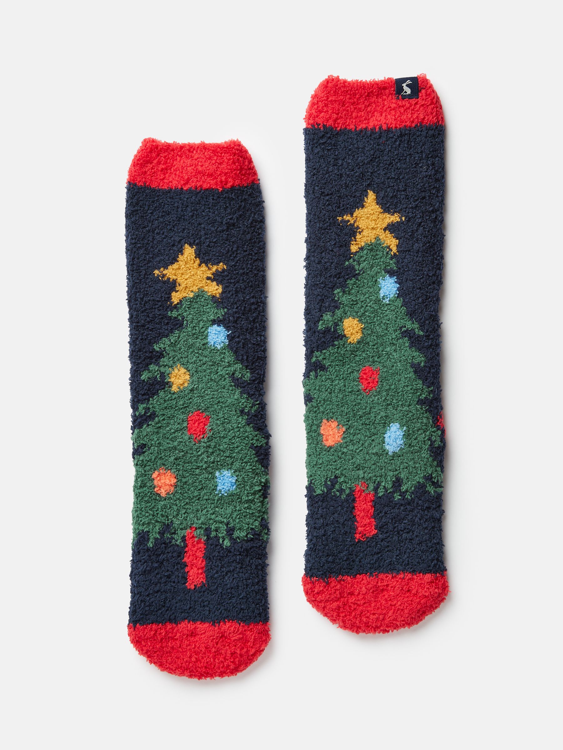 Festive Navy Blue Fluffy Socks - Image 1 of 3