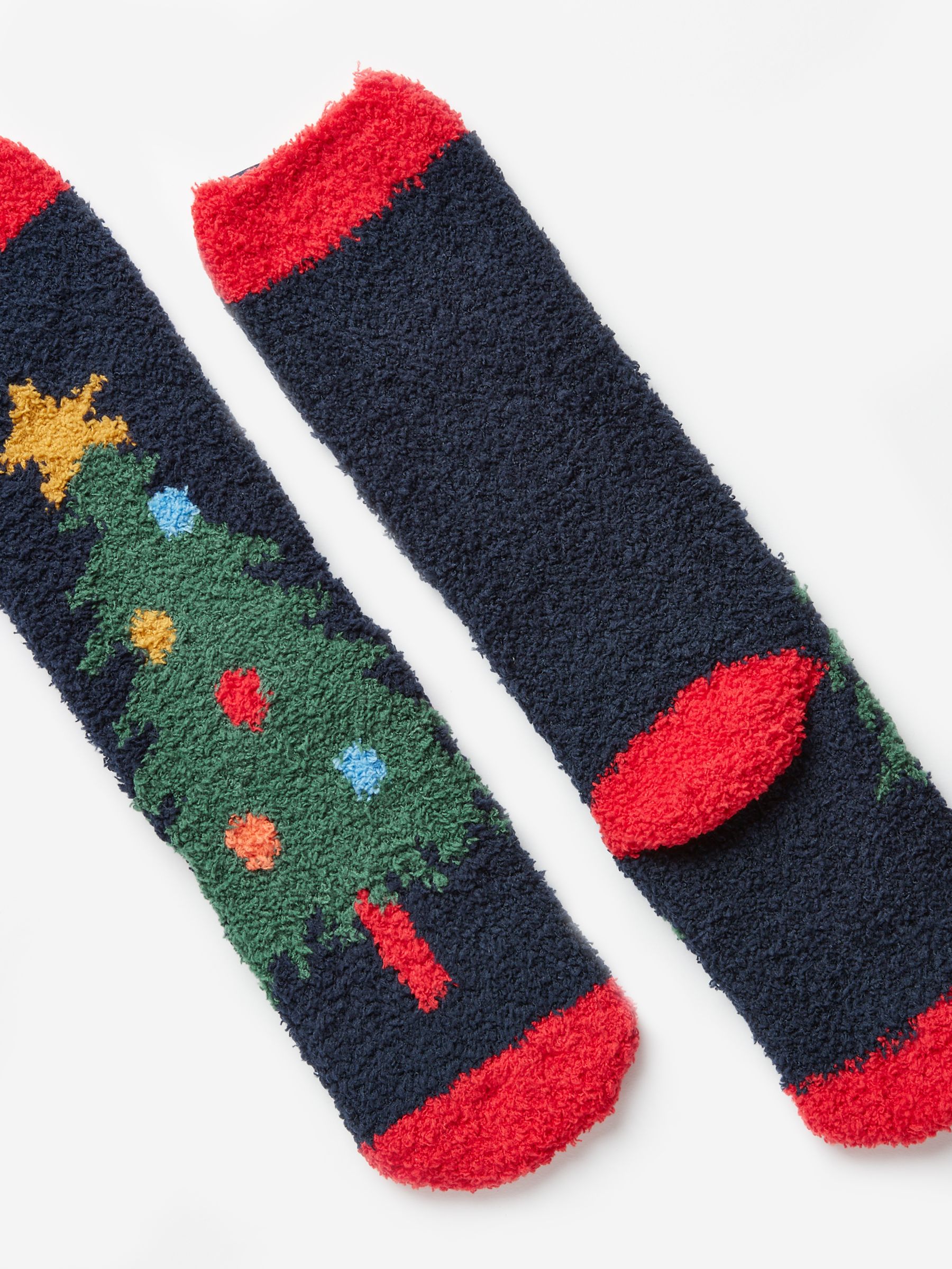 Festive Navy Blue Fluffy Socks - Image 2 of 3