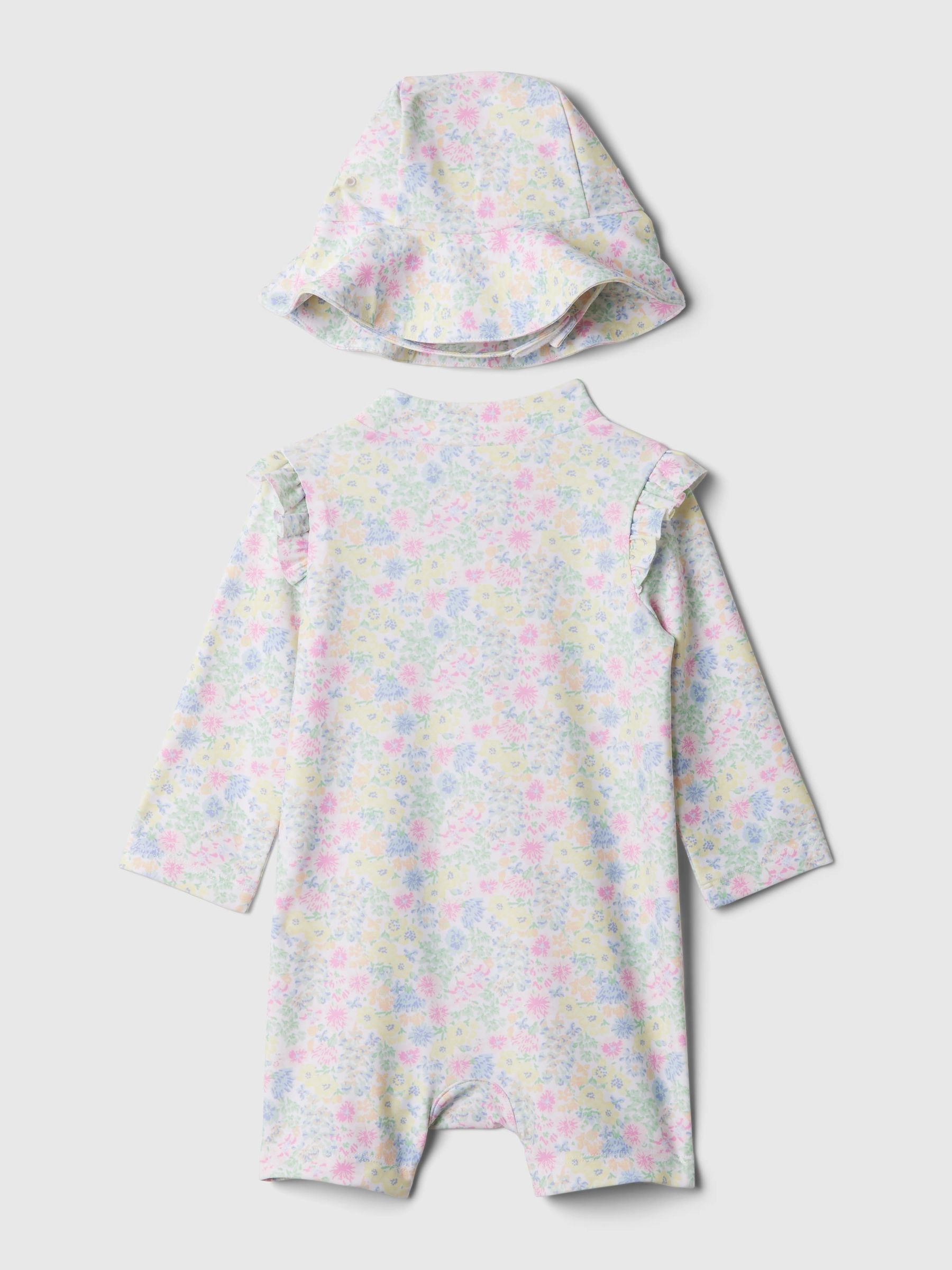 White Floral All in One Baby Swimsuit (Newborn-24mths) - Image 2 of 2