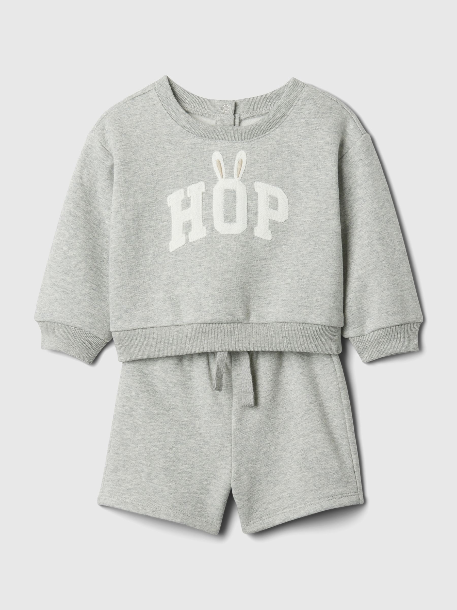 Grey Graphic Baby Sweatshirt and Shorts Set (Newborn-24mths) - Image 1 of 2