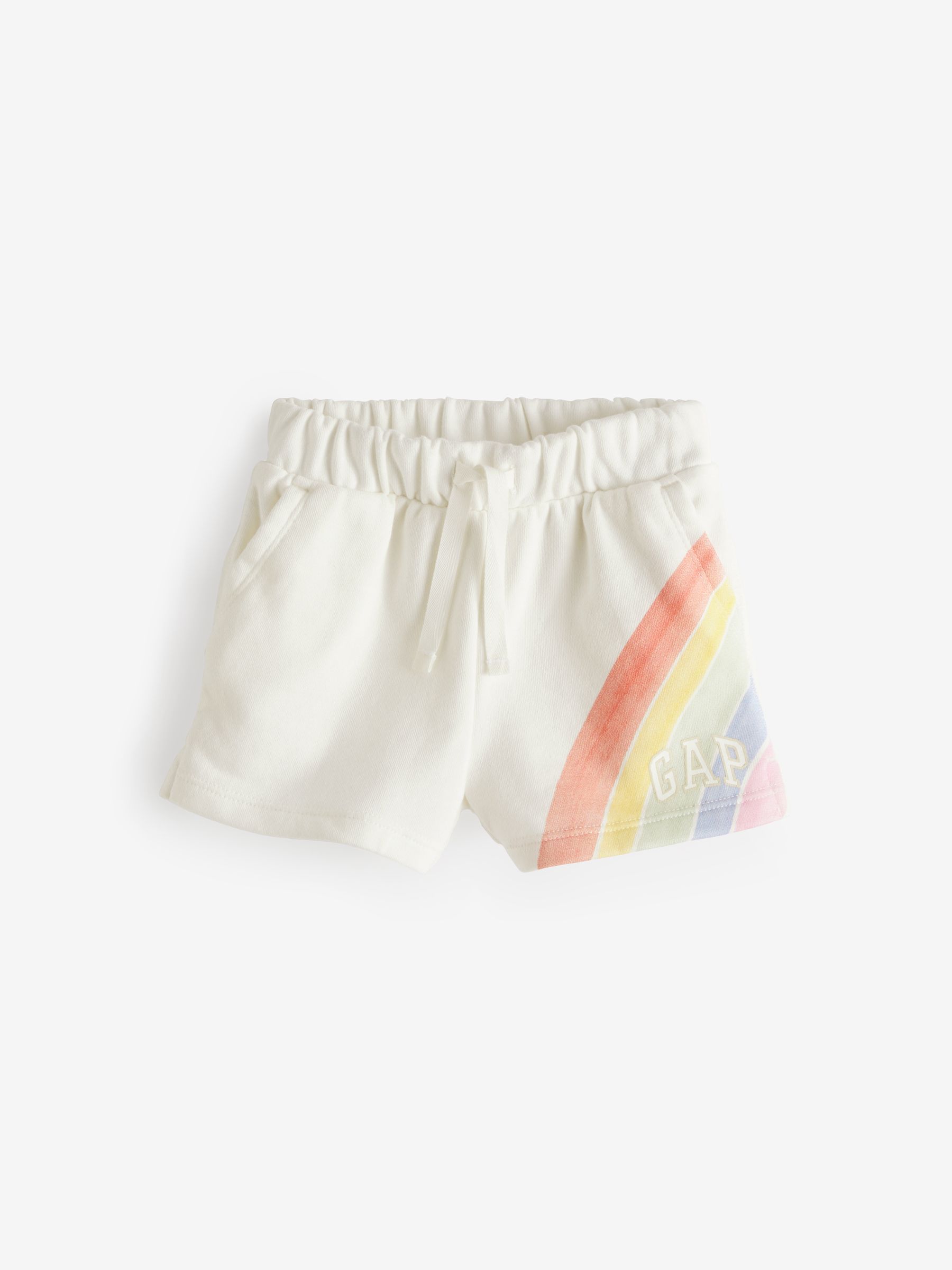 White Rainbow Graphic Logo Baby Pull On Jogger Short (Newborn-5yrs) - Image 1 of 3