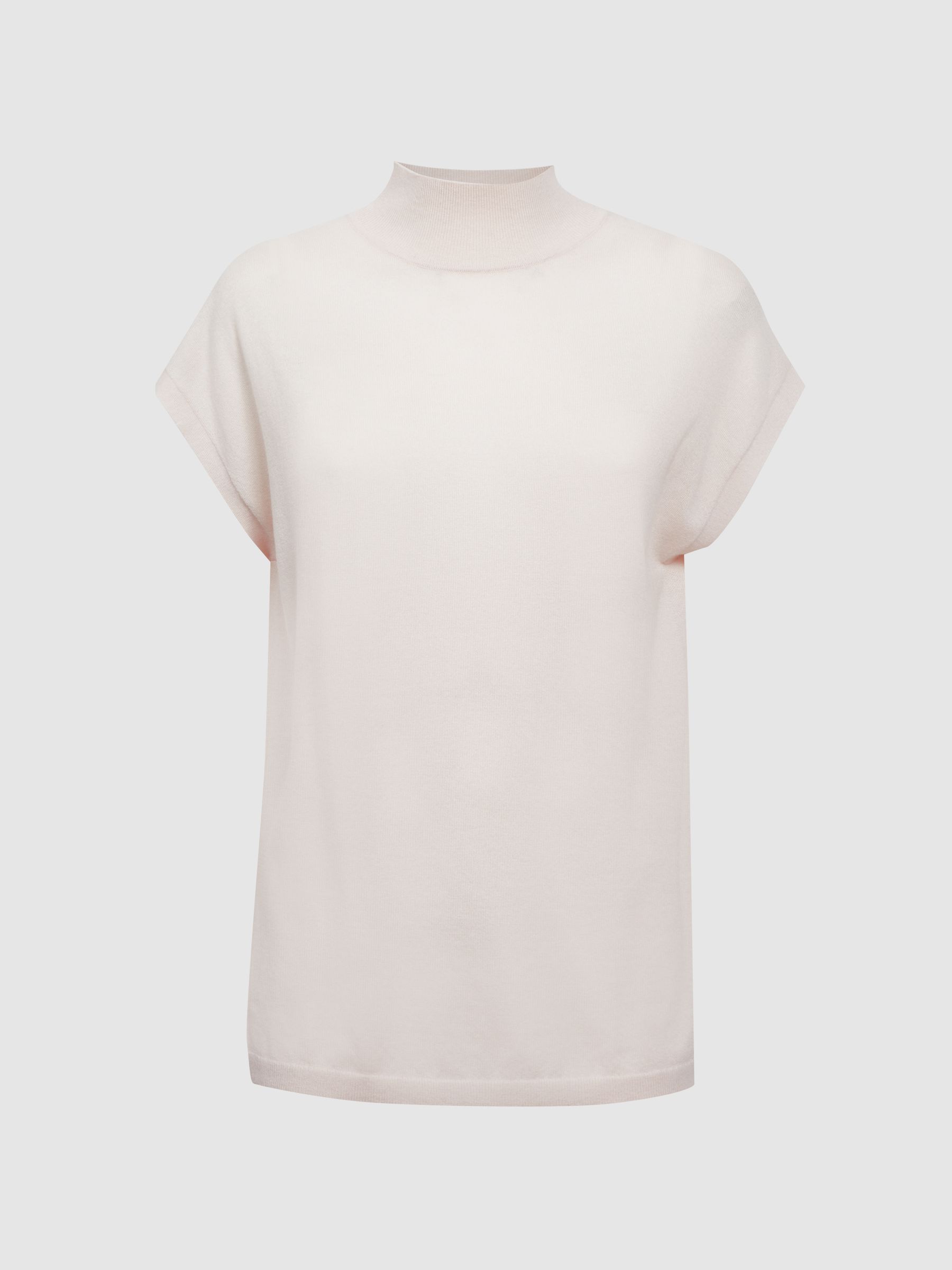 Wool Funnel Neck Sleeveless Jumper in Stone - Image 2 of 6