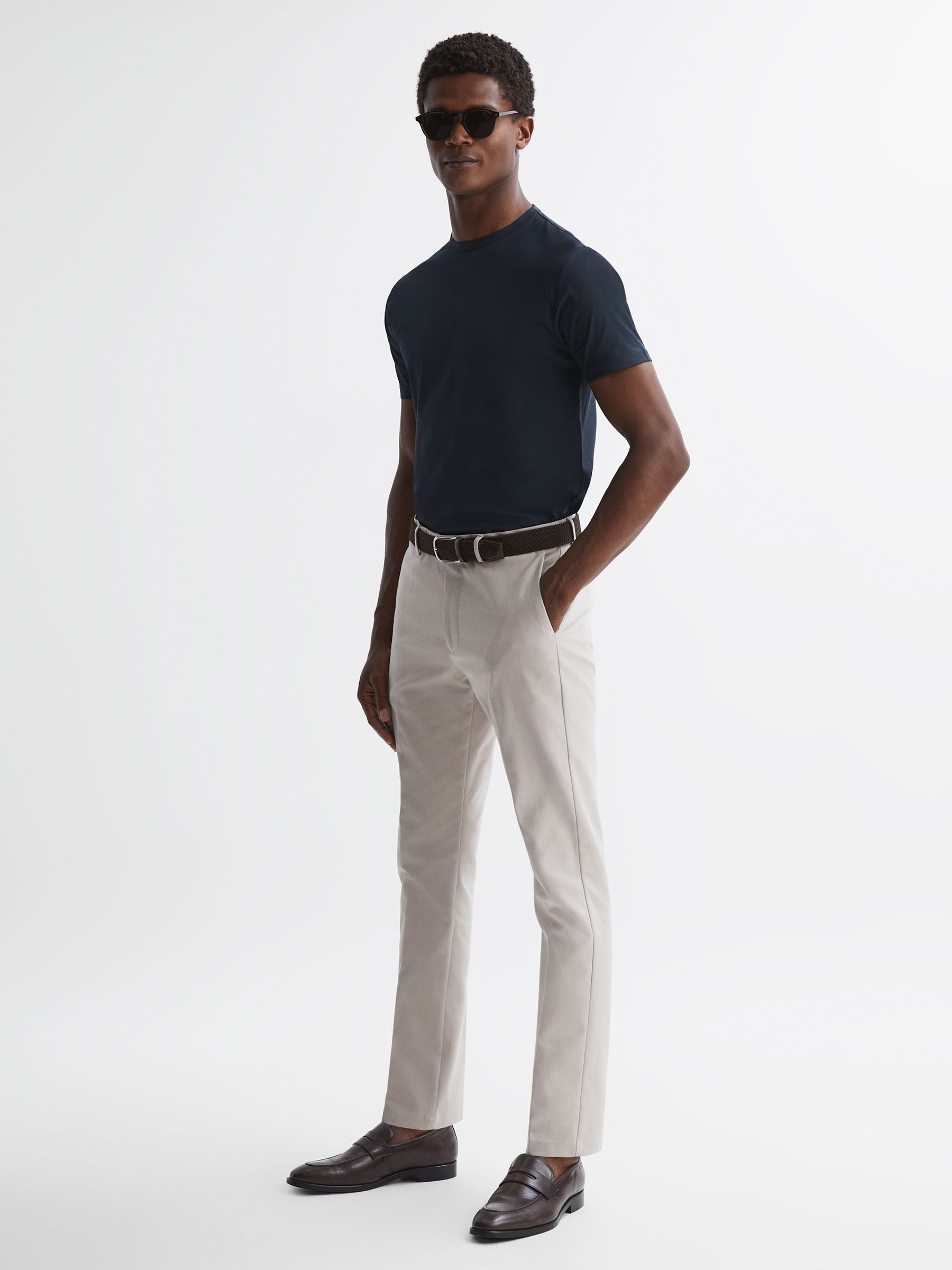 Cotton Crew Neck T-Shirt in Navy - Image 3 of 5