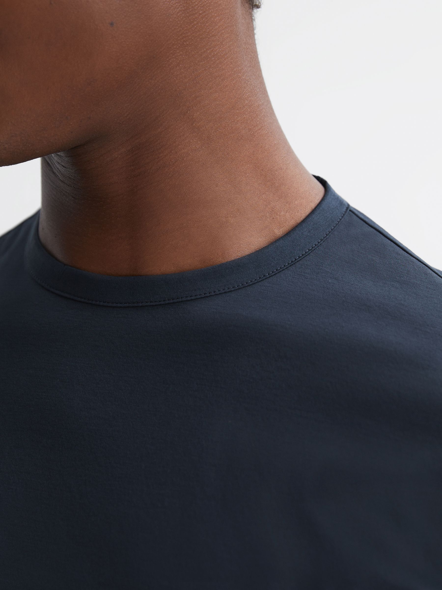 Cotton Crew Neck T-Shirt in Navy - Image 5 of 5