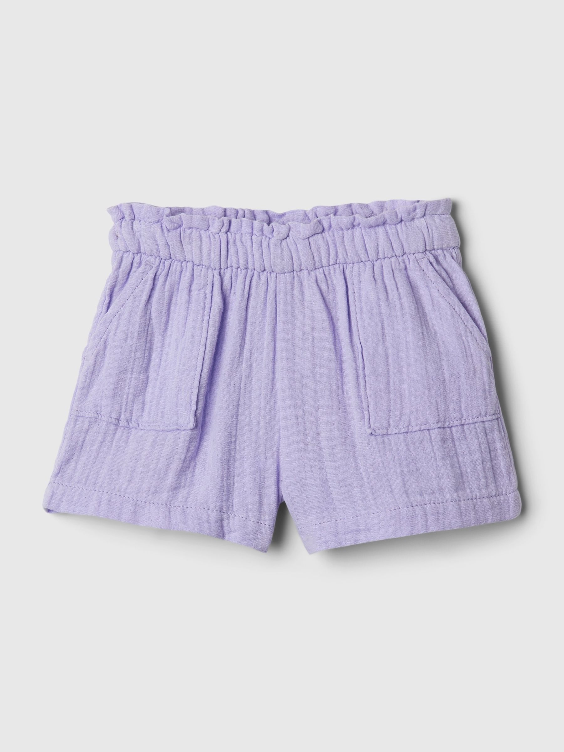 Purple Crinkle Cotton Pull On Shorts (12mths-5yrs) - Image 1 of 2