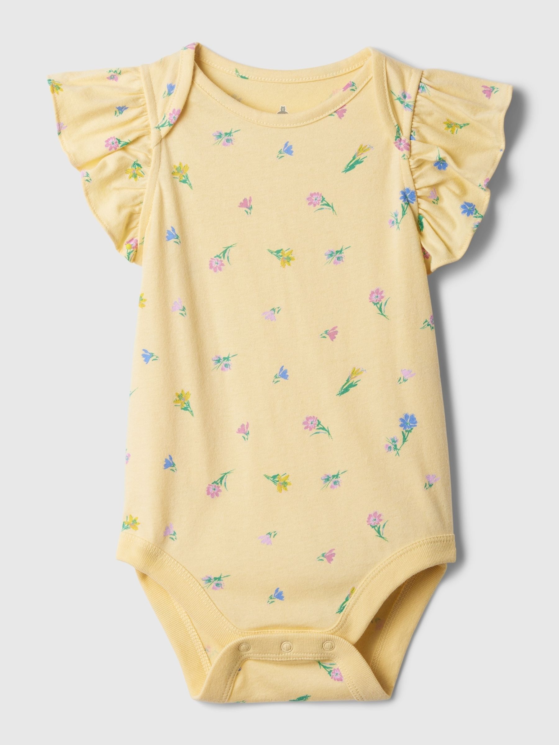 Yellow Floral Ruffle Sleeve Bodysuit (Newborn-5yrs) - Image 1 of 2