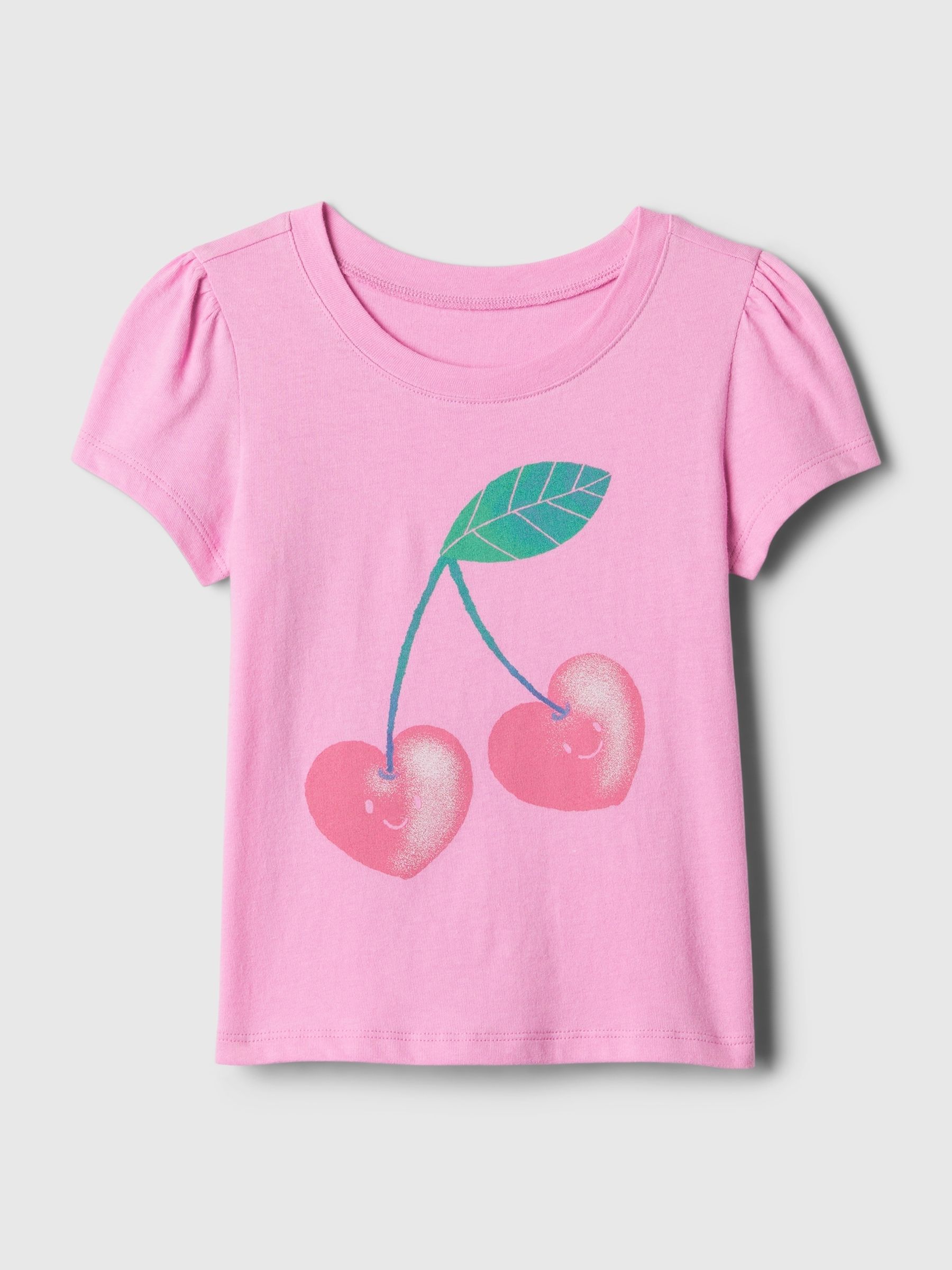 Pink Graphic Short Flutter Sleeve Crew Neck T-Shirt (Newborn-5yrs) - Image 1 of 1