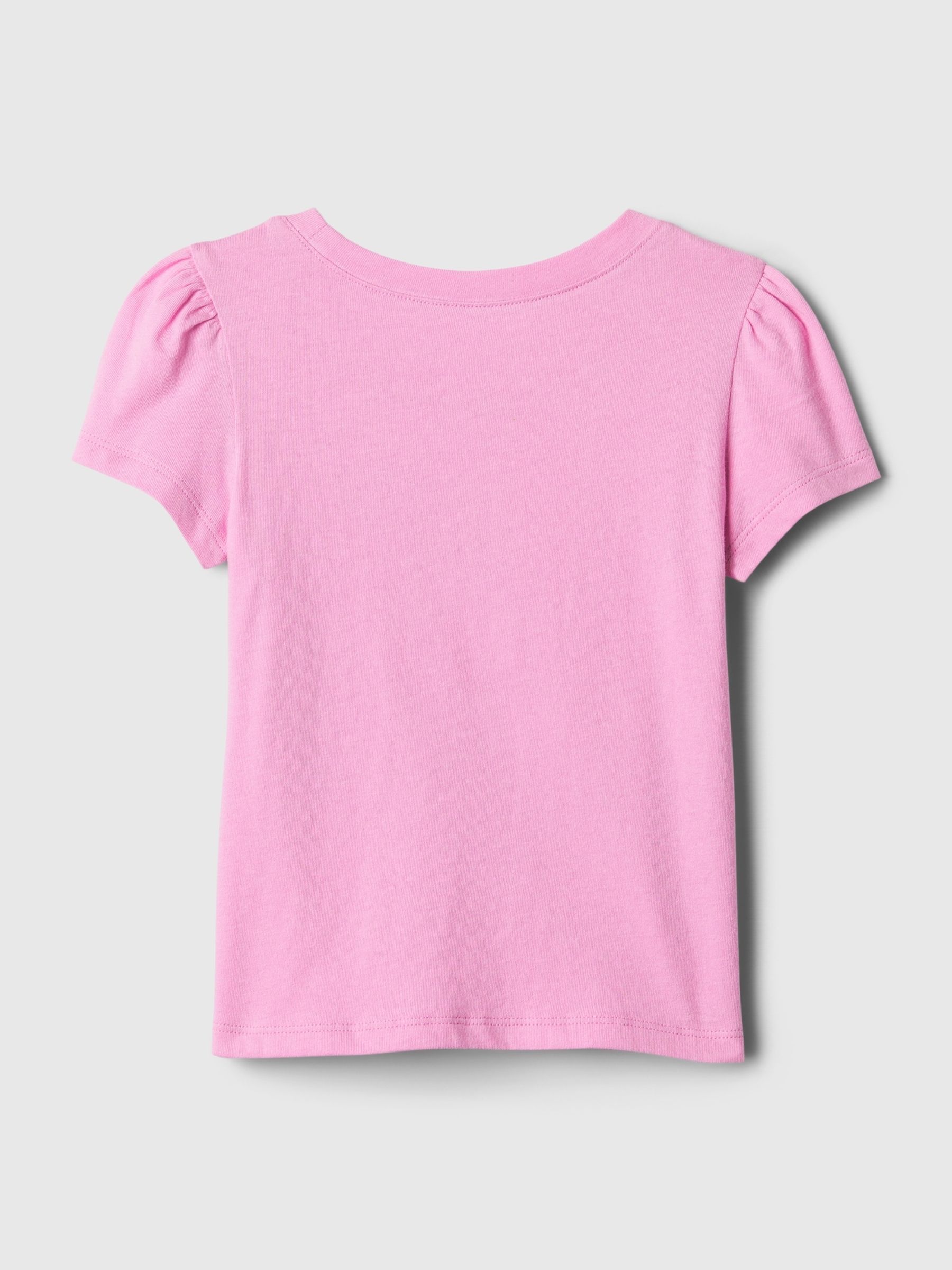 Pink Graphic Short Flutter Sleeve Crew Neck T-Shirt (Newborn-5yrs) - Image 2 of 2