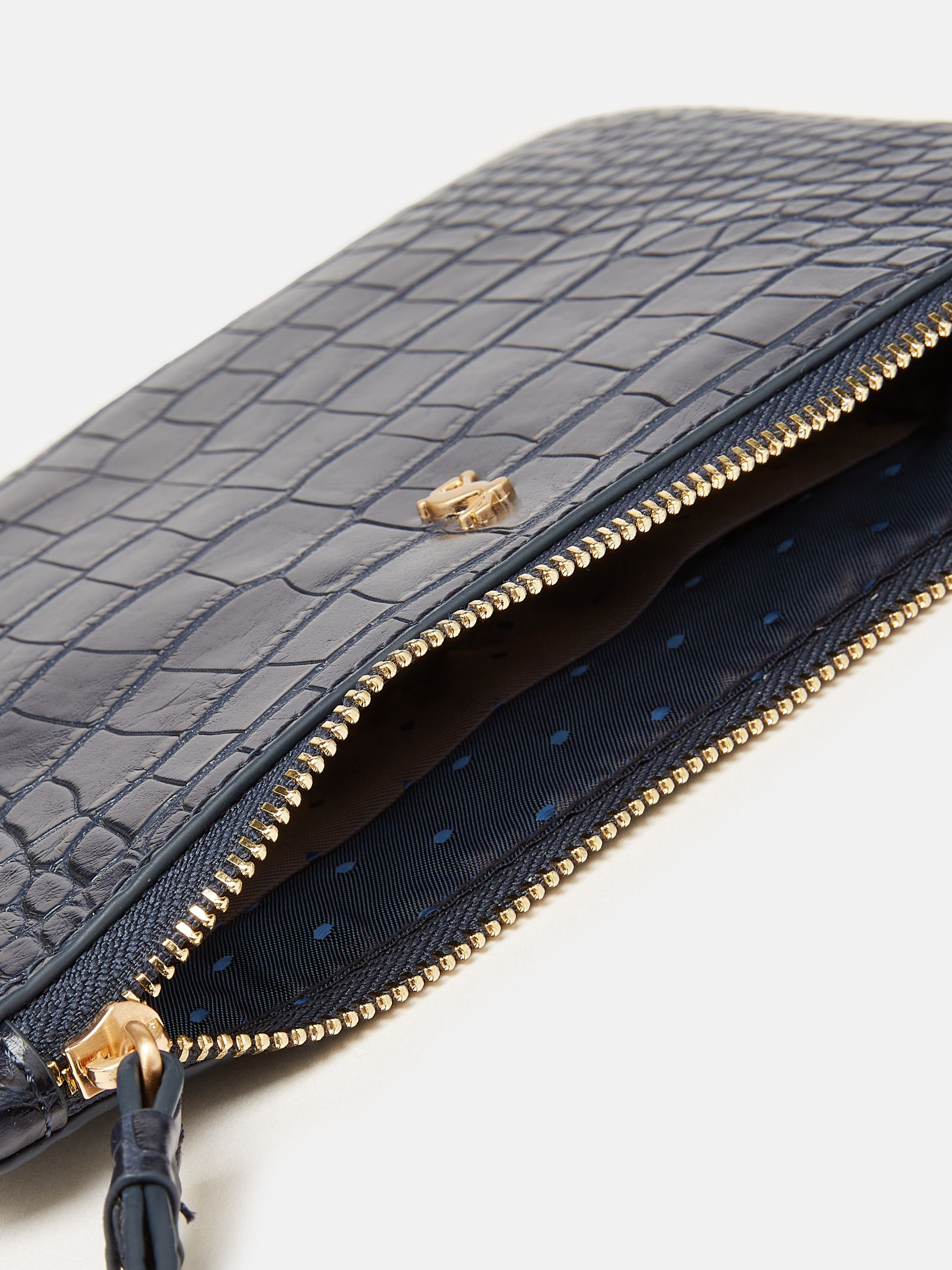 Eliza Navy Faux Leather Croc Effect Wrist Purse - Image 3 of 4