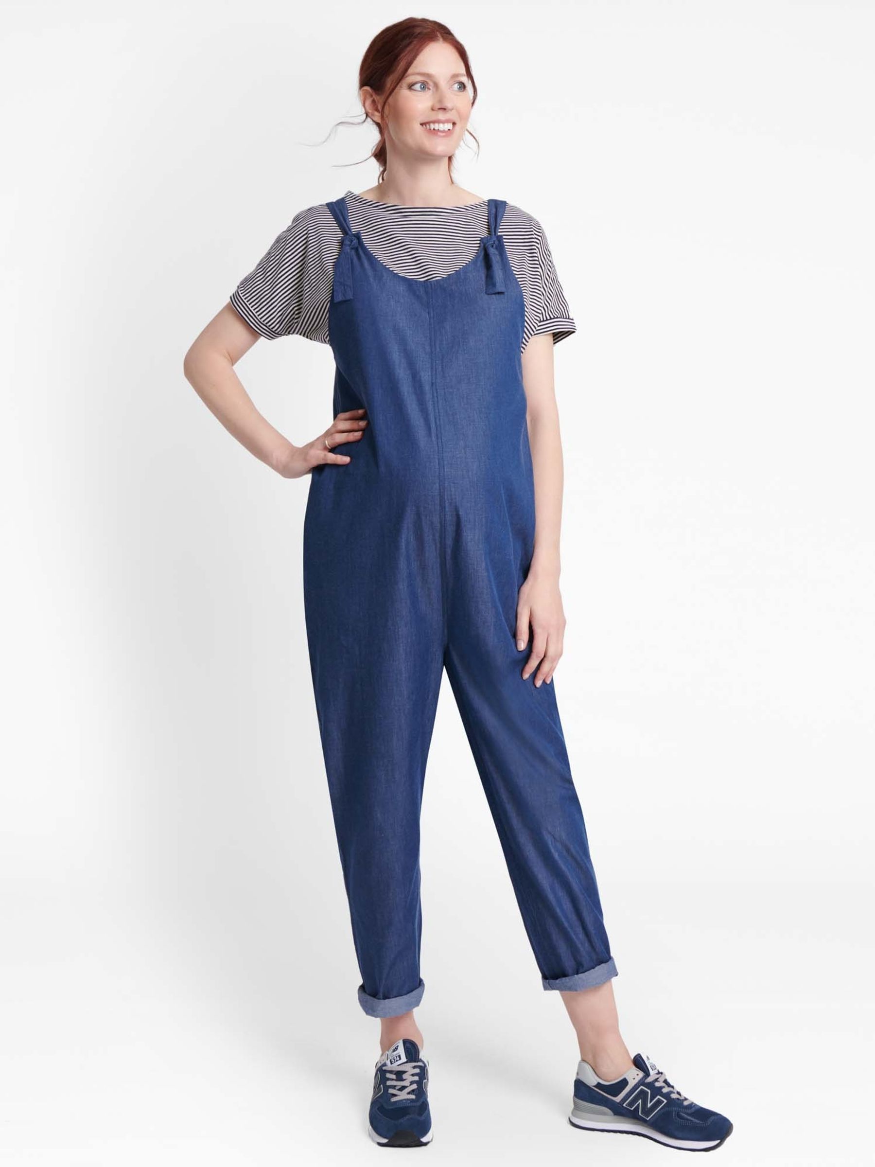 Navy Ecru Stripe Navy & Ecru Stripe Shoulder Opening Maternity & Nursing Top - Image 2 of 5