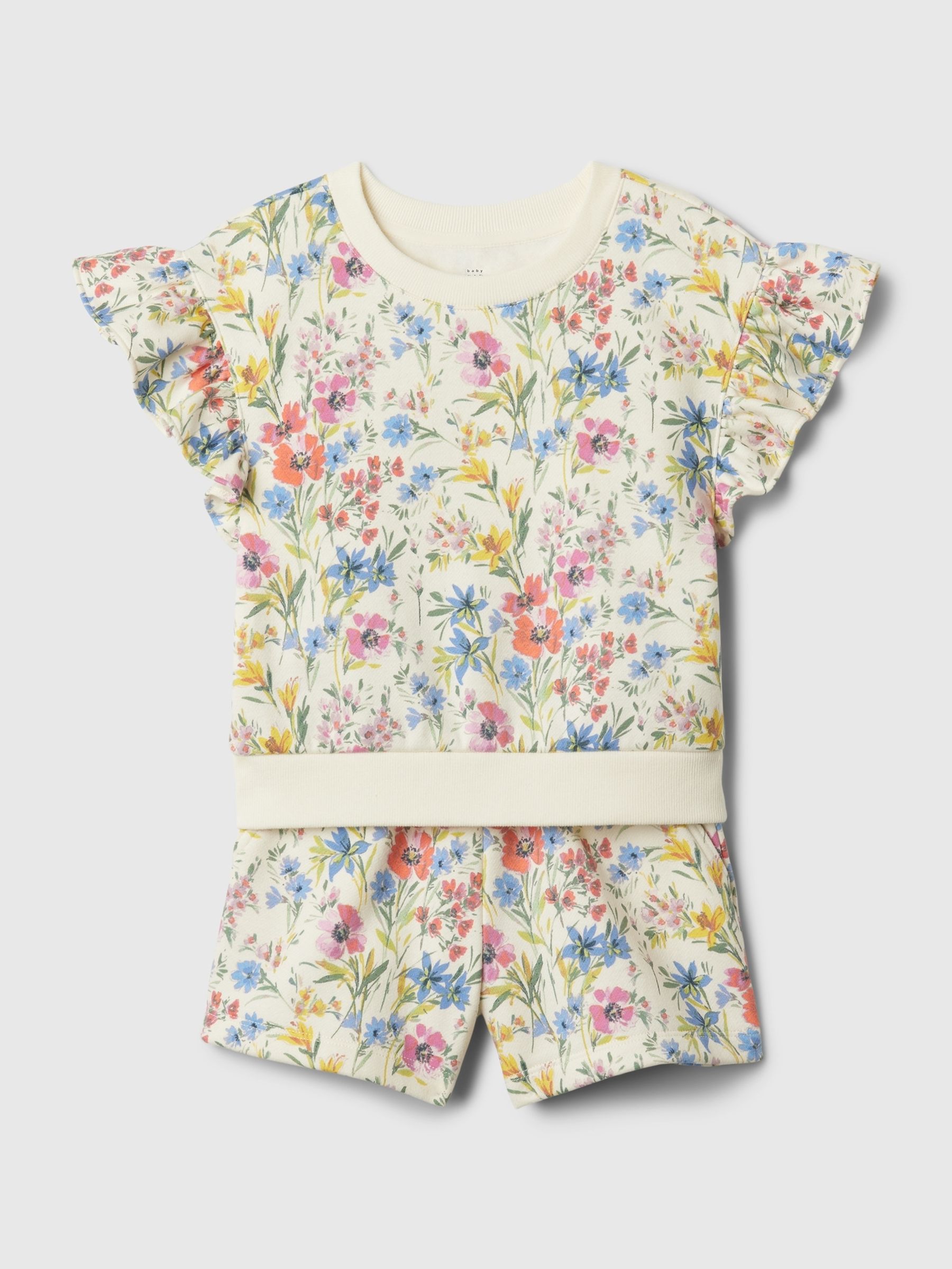 Yellow Floral Flutter T-Shirt and Shorts Set (Newborn-5yrs) - Image 1 of 3