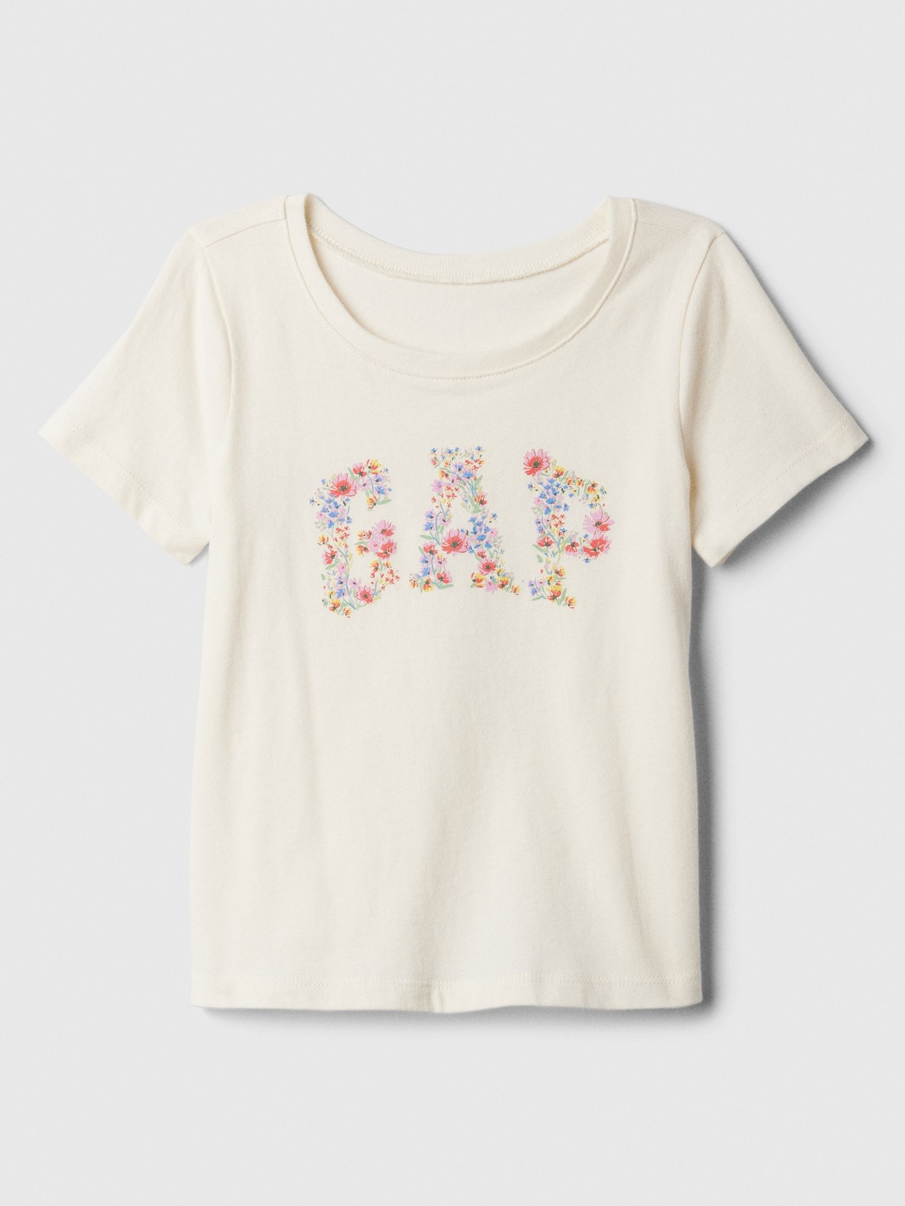 White Floral Logo Short Sleeve Crew Neck T-Shirt (Newborn-5yrs) - Image 1 of 2