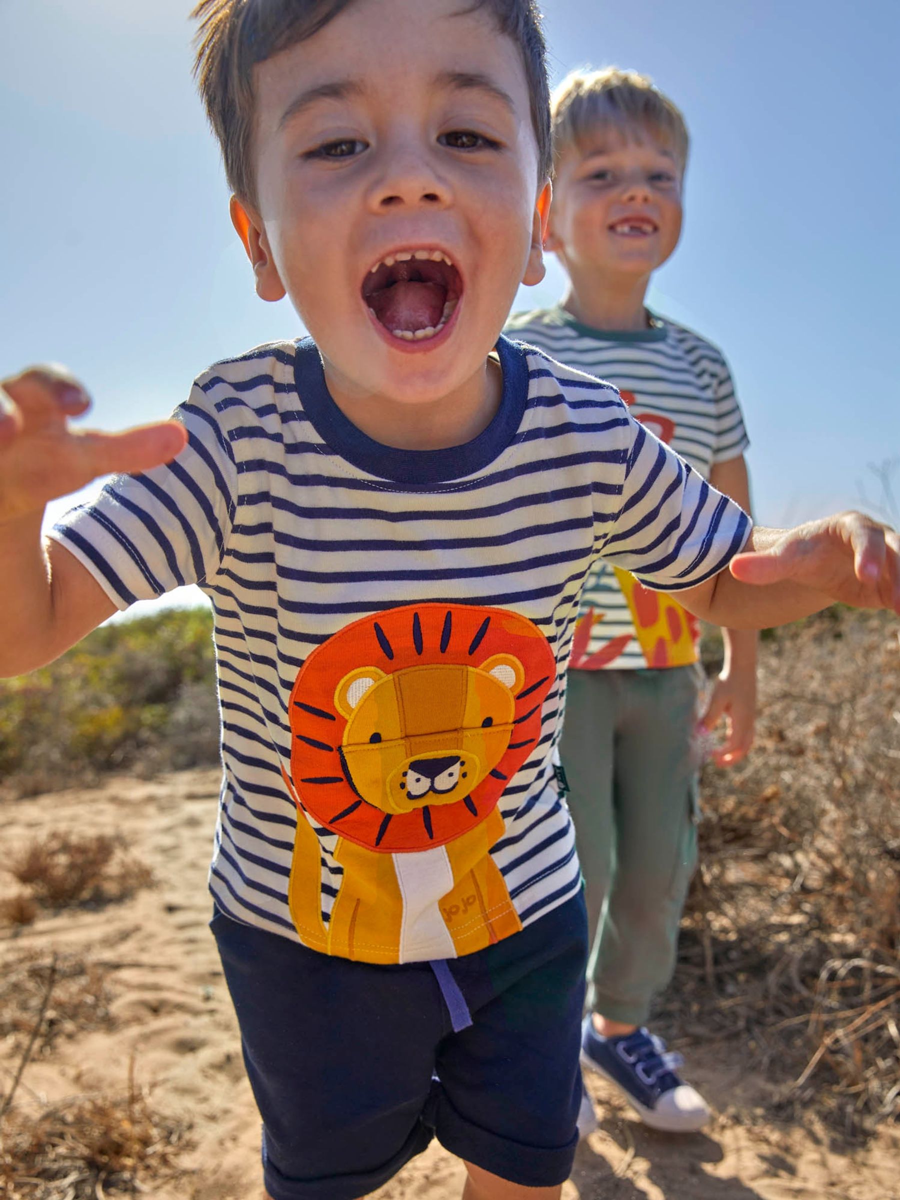 Ecru Navy Stripe Stripe Lion Appliqué T-Shirt - Image 3 of 7
