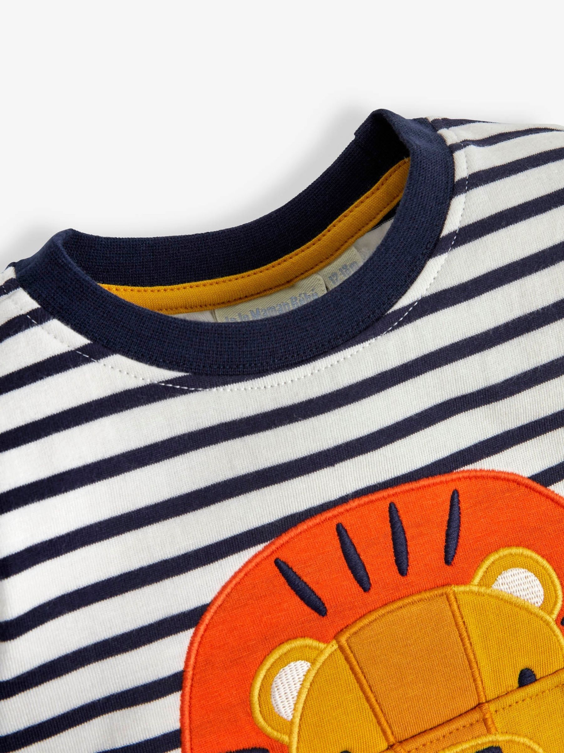 Ecru Navy Stripe Stripe Lion Appliqué T-Shirt - Image 6 of 7