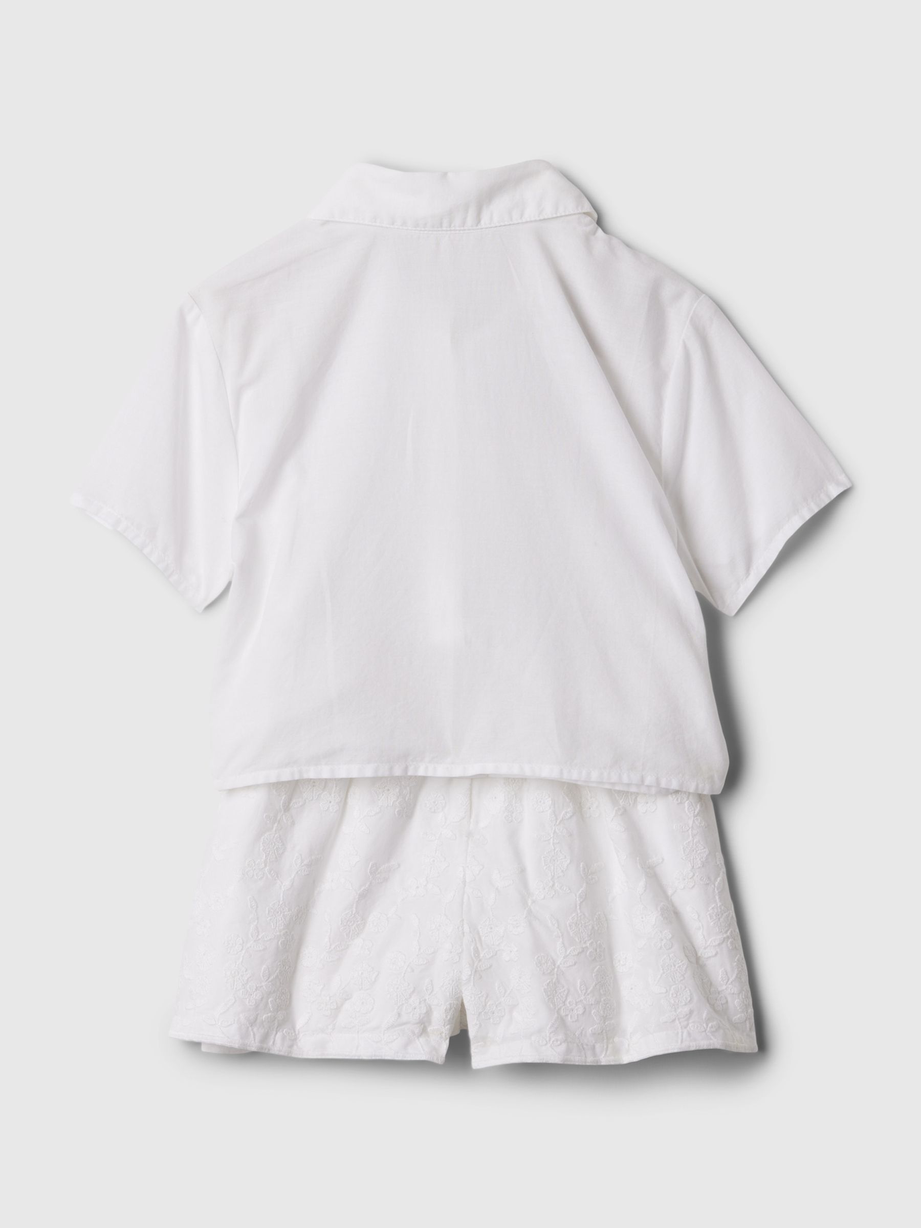 White Embroidered Shirt and Shorts Set (Newborn-5yrs) - Image 2 of 3