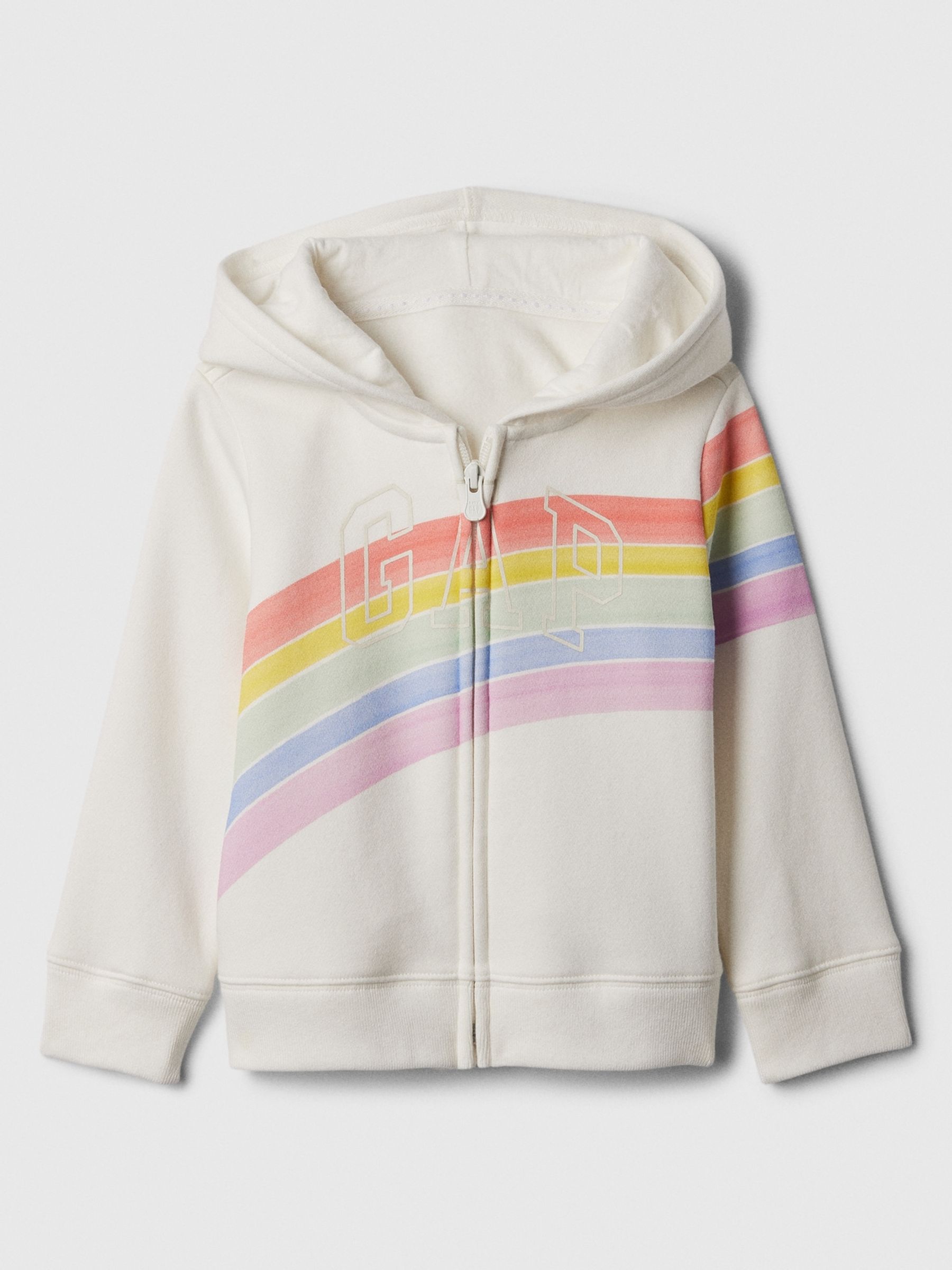 White Logo Stripe Print Zip Up Hoodie (Newborn-5yrs) Gap