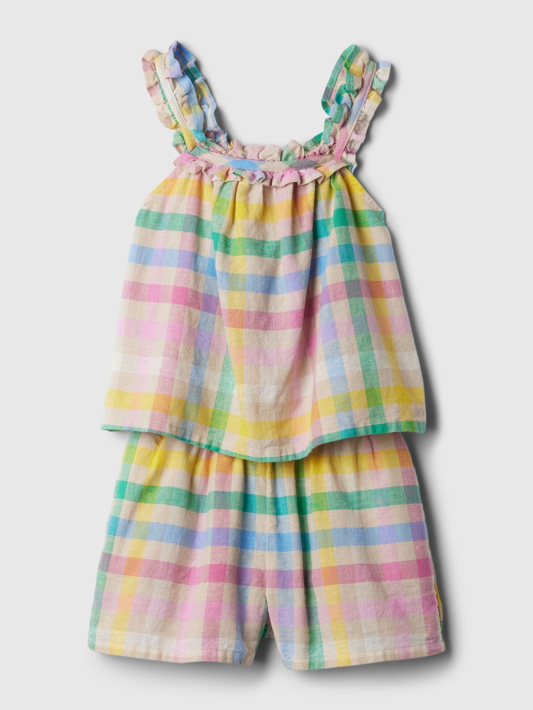 Pink Linen Blend Outfit Shorts Set (Newborn-5yrs) - Image 1 of 1