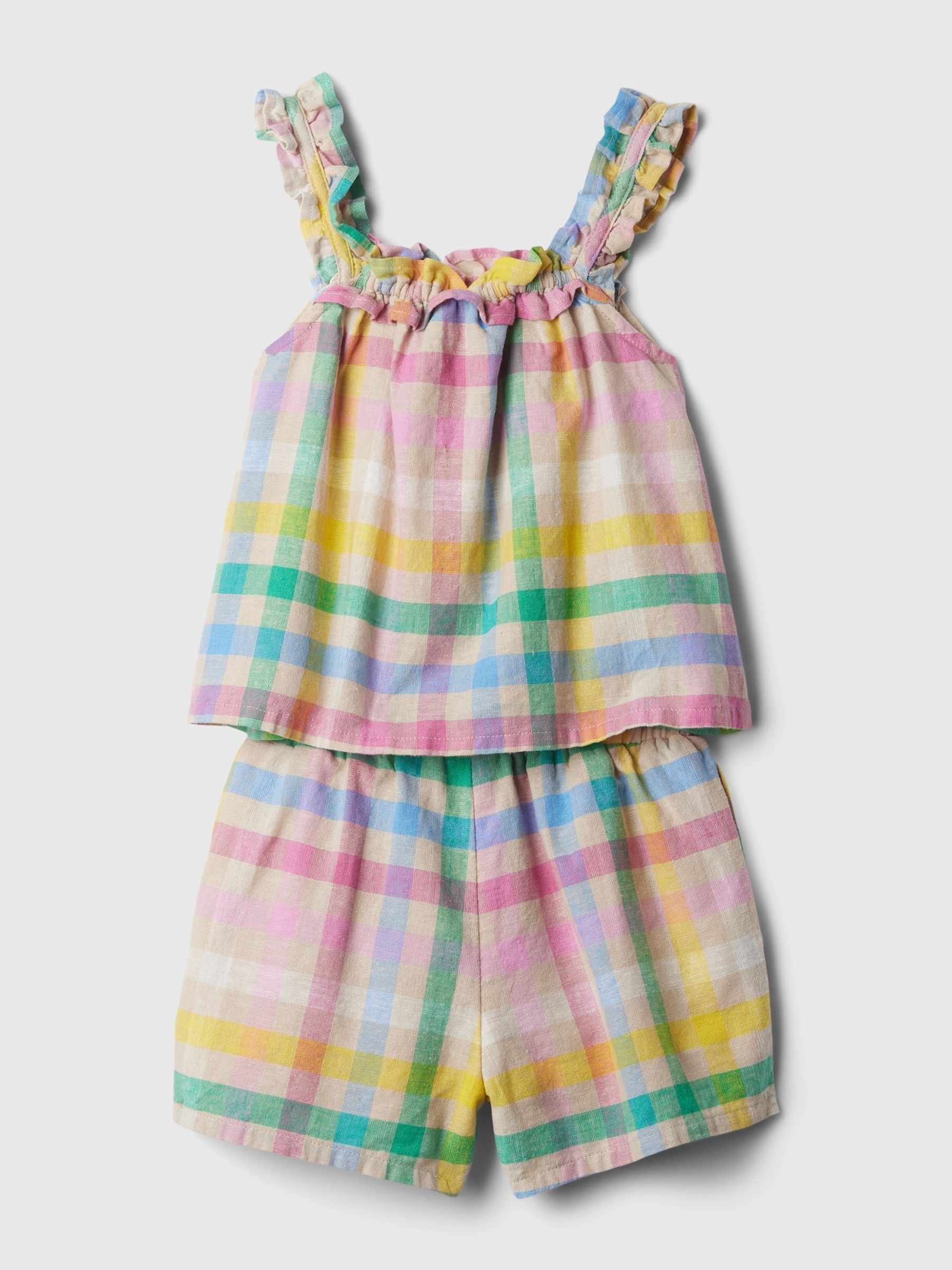 Pink Linen Blend Outfit Shorts Set (Newborn-5yrs) - Image 2 of 3