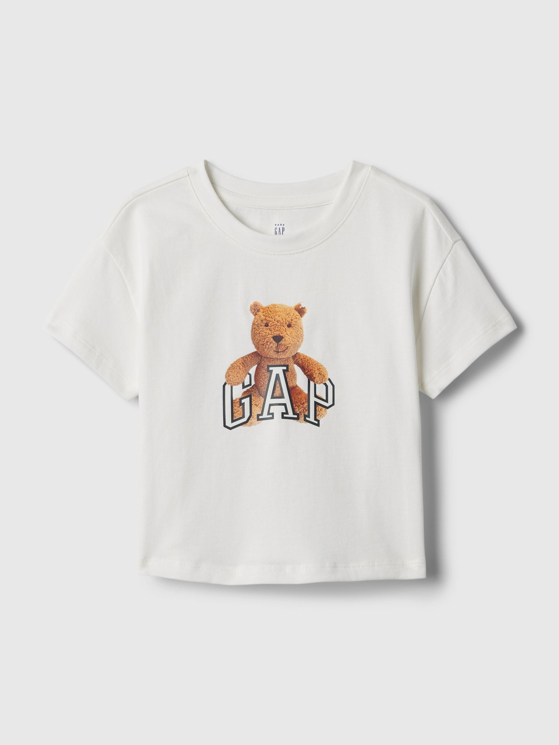 White Organic Cotton Brannan Bear Arch Logo Short Sleeve Crew Neck T-Shirt (Newborn-5yrs) - Image 1 of 2