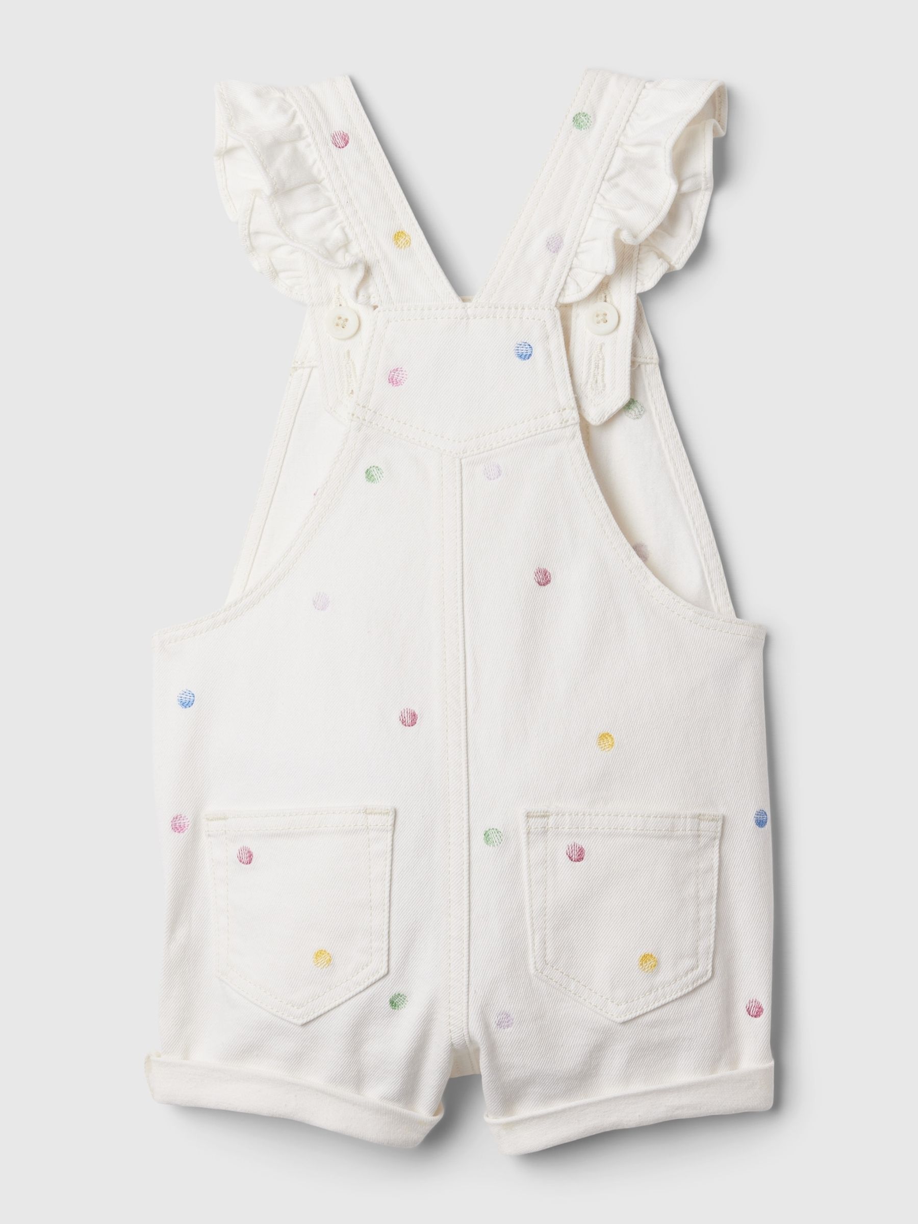 White Spot Print Ruffle Sleeve Short Baby Dungarees (Newborn-5yrs) - Image 2 of 2