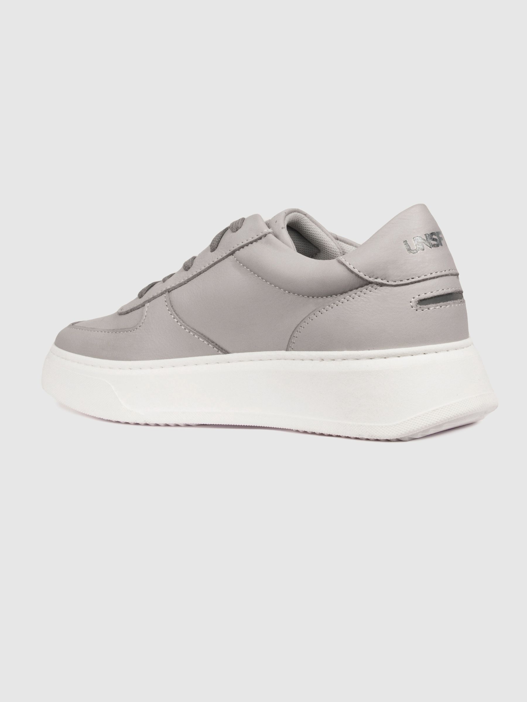Unseen Footwear Leather Marais Trainers in Grey/White - Image 4 of 5