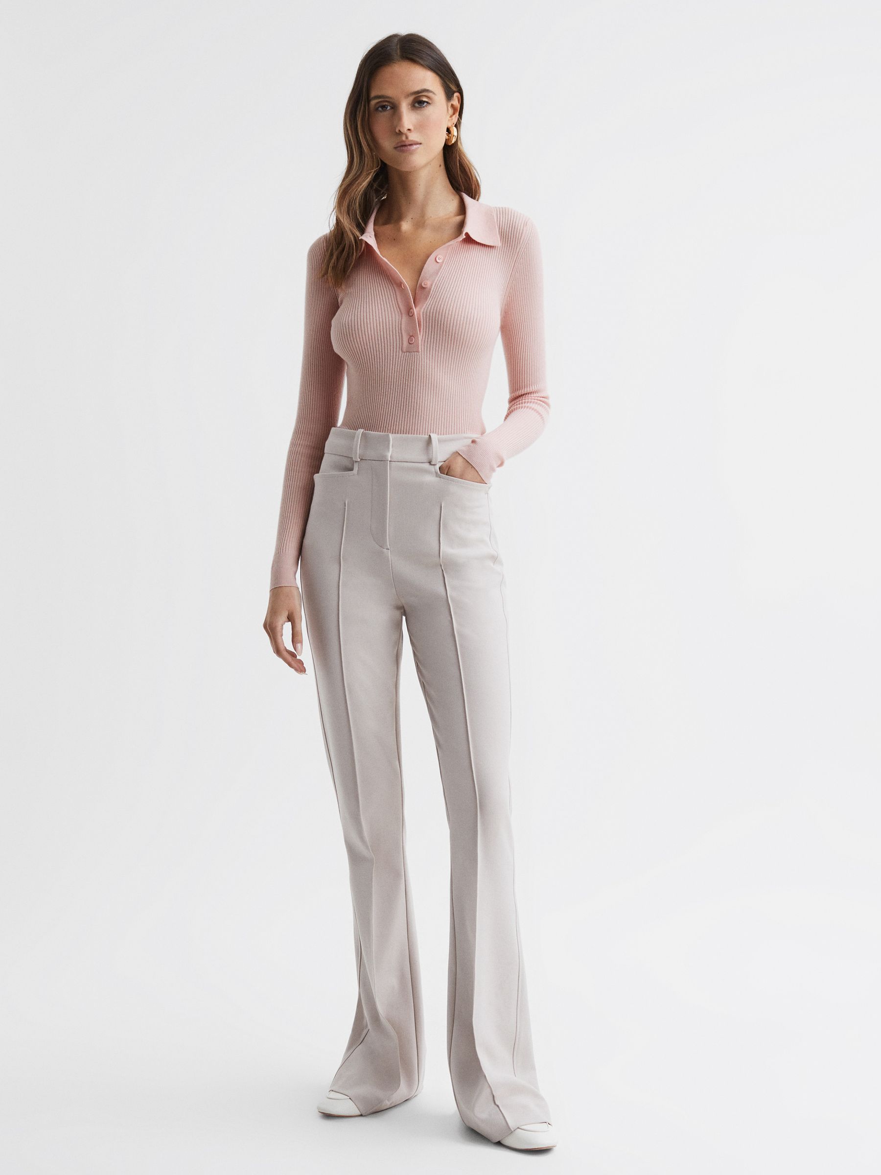 Blush Half Button Top