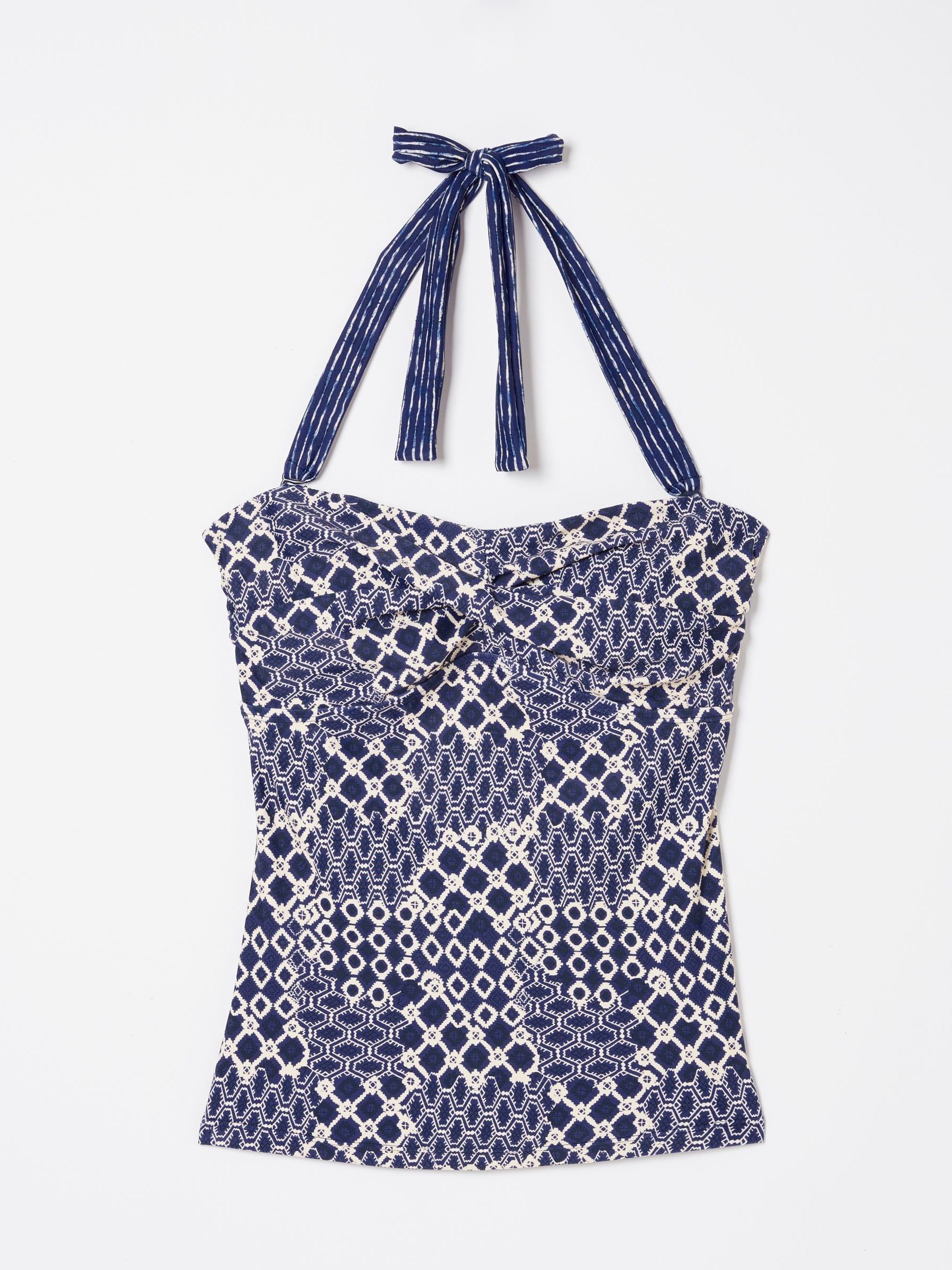 Zuri Blue Patchwork Geo Tankini Top - Image 6 of 6