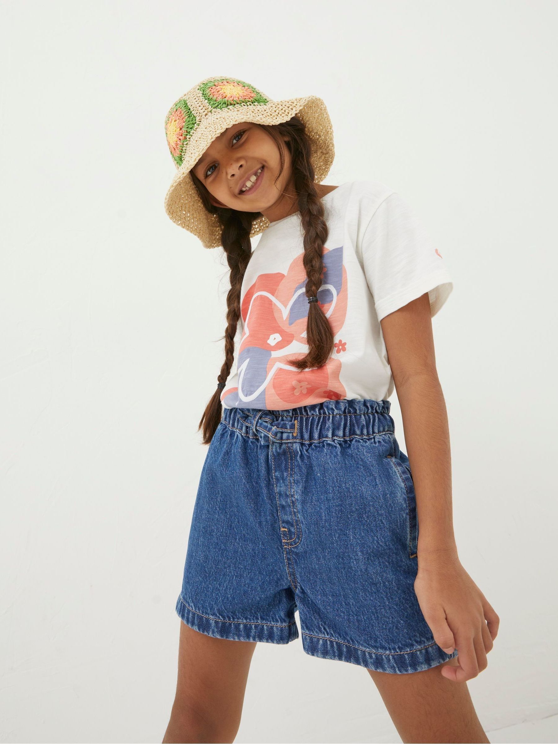 Blue Paperbag Denim Shorts - Image 1 of 4