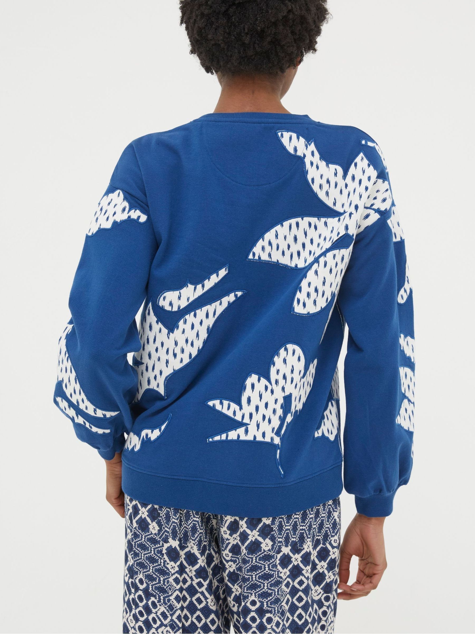 Blue Alex Textured Leaves Crew Sweatshirt - Image 2 of 4