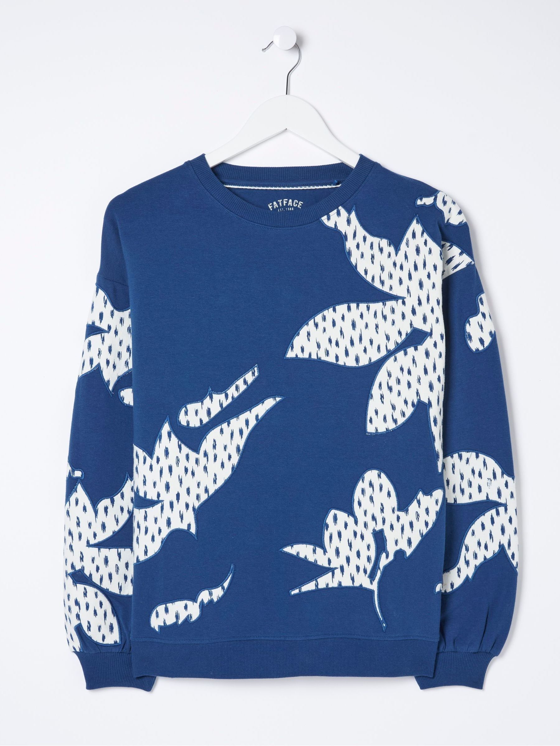 Blue Alex Textured Leaves Crew Sweatshirt - Image 4 of 4