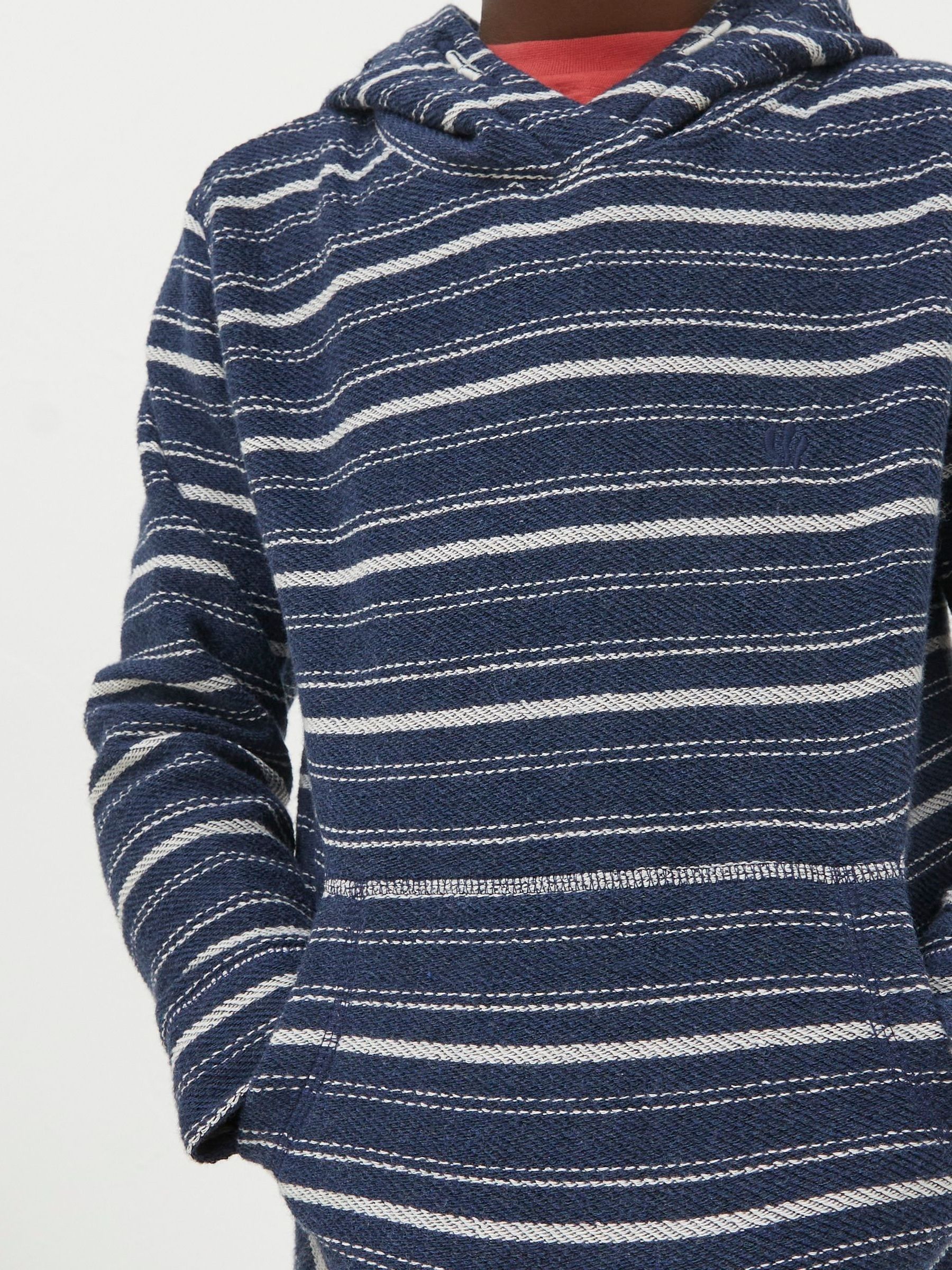 Blue Texture Stripe Popover Hoodie - Image 3 of 4