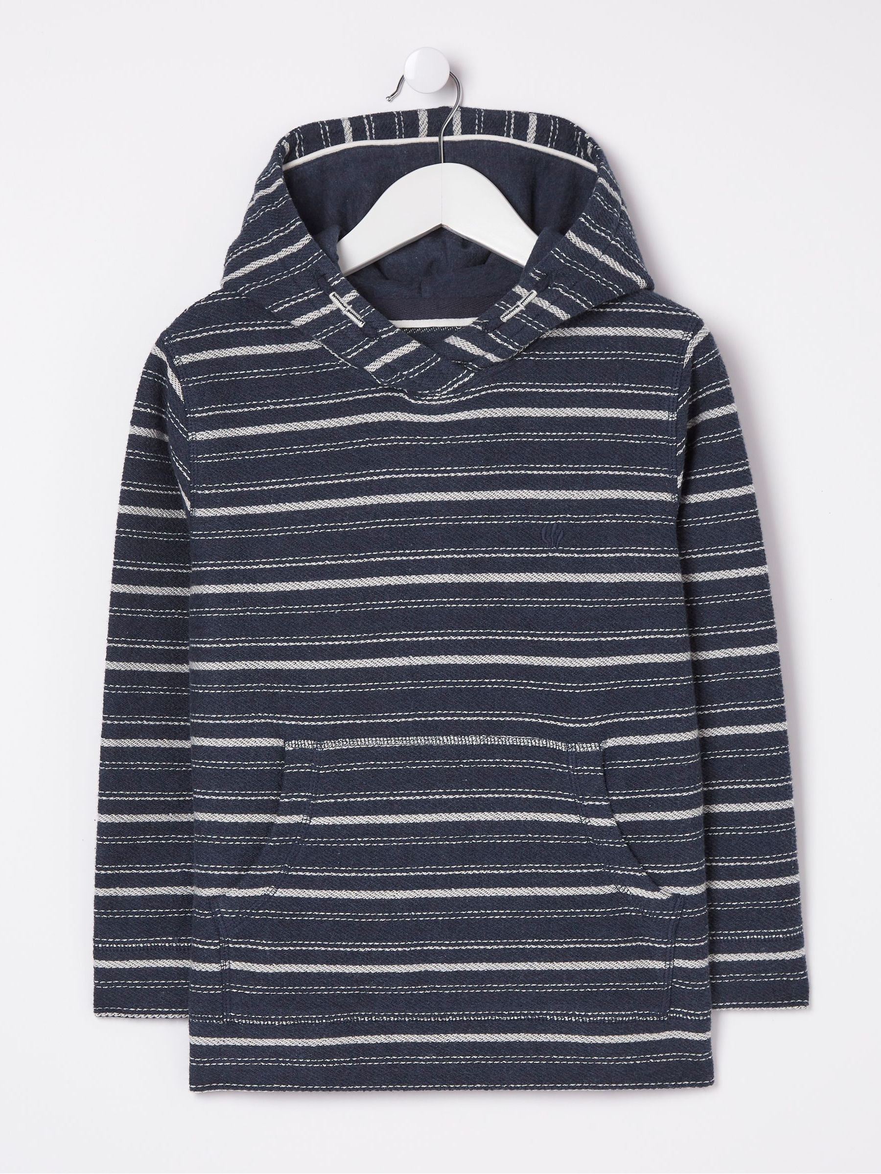 Blue Texture Stripe Popover Hoodie - Image 4 of 4