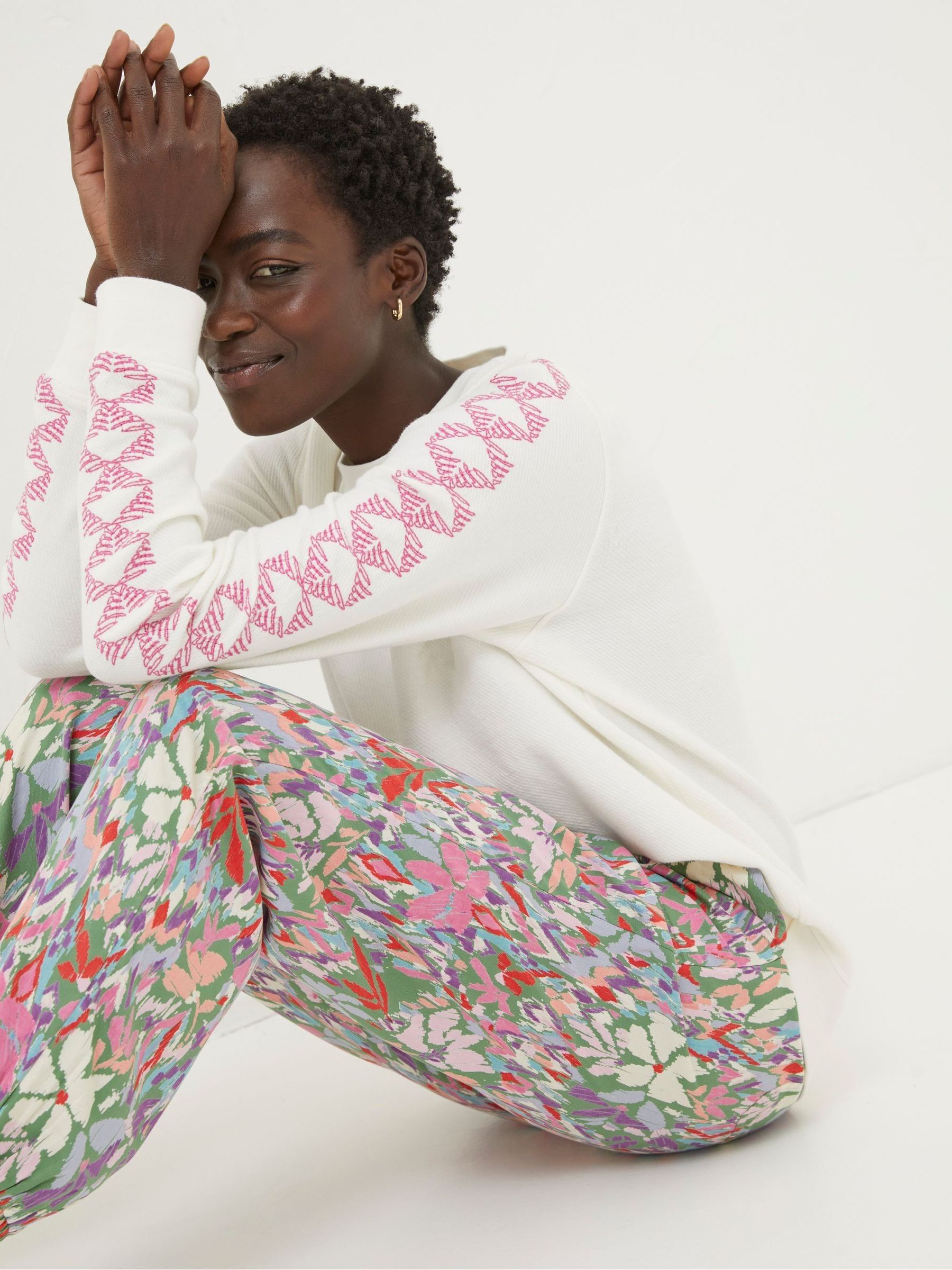 Natural Embroidered Sleeve Sweatshirt - Image 3 of 5