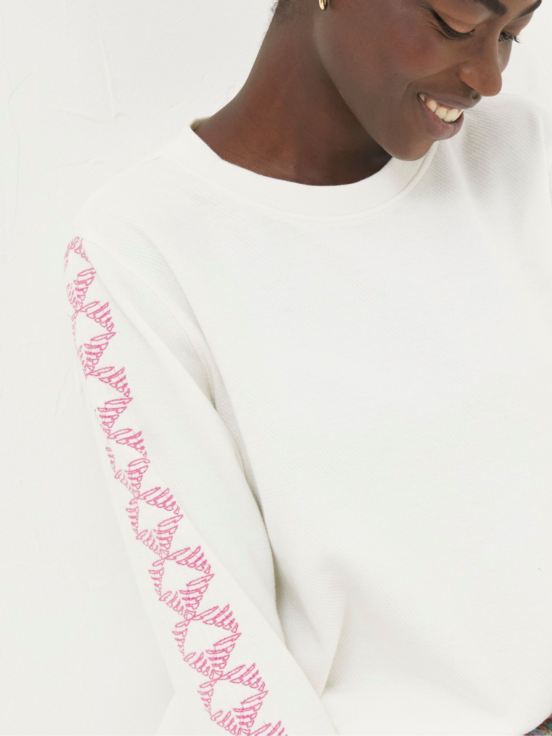 Natural Embroidered Sleeve Sweatshirt - Image 4 of 5