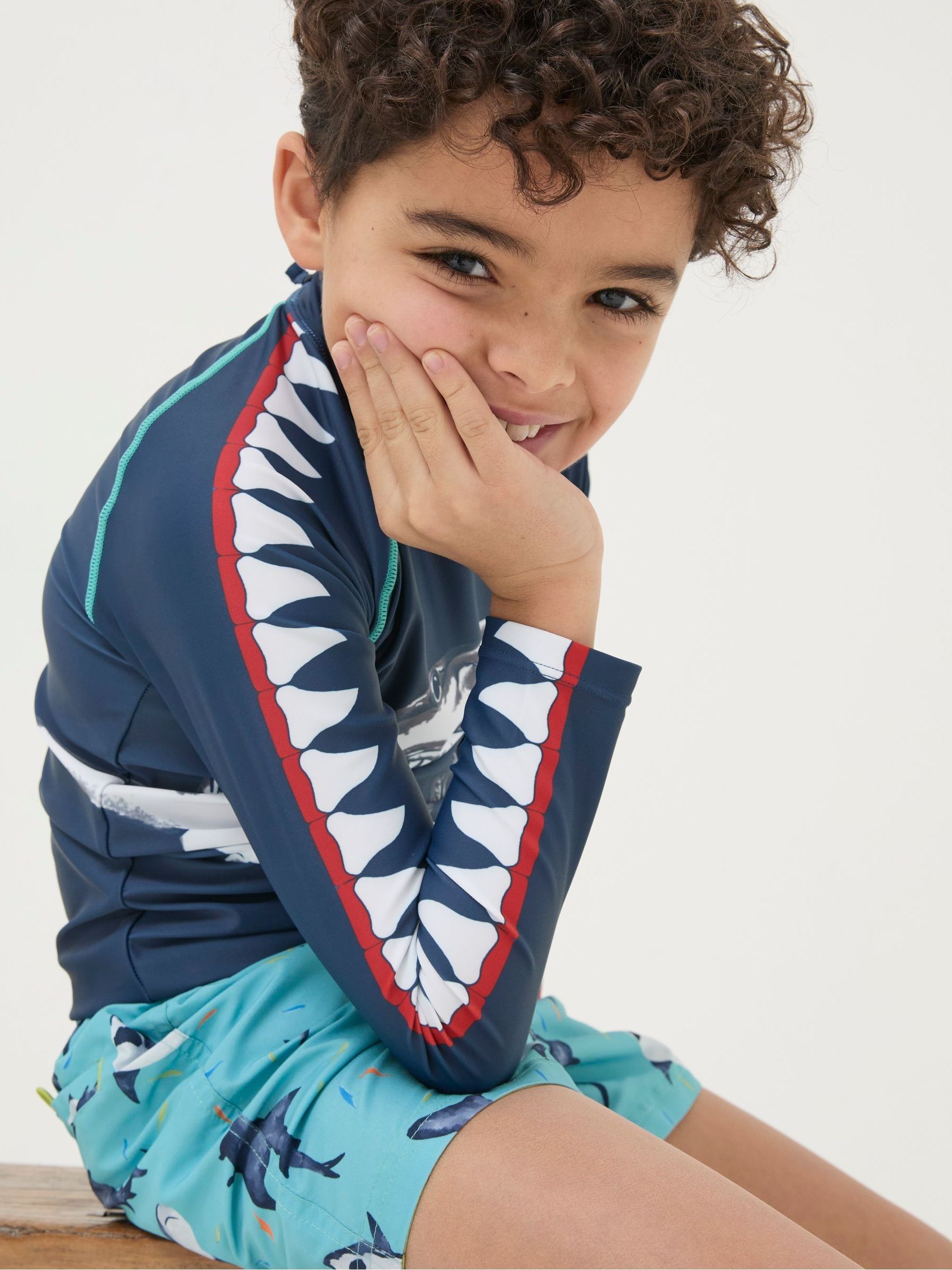 Blue Shark Long Sleeve Rash Vest - Image 4 of 5