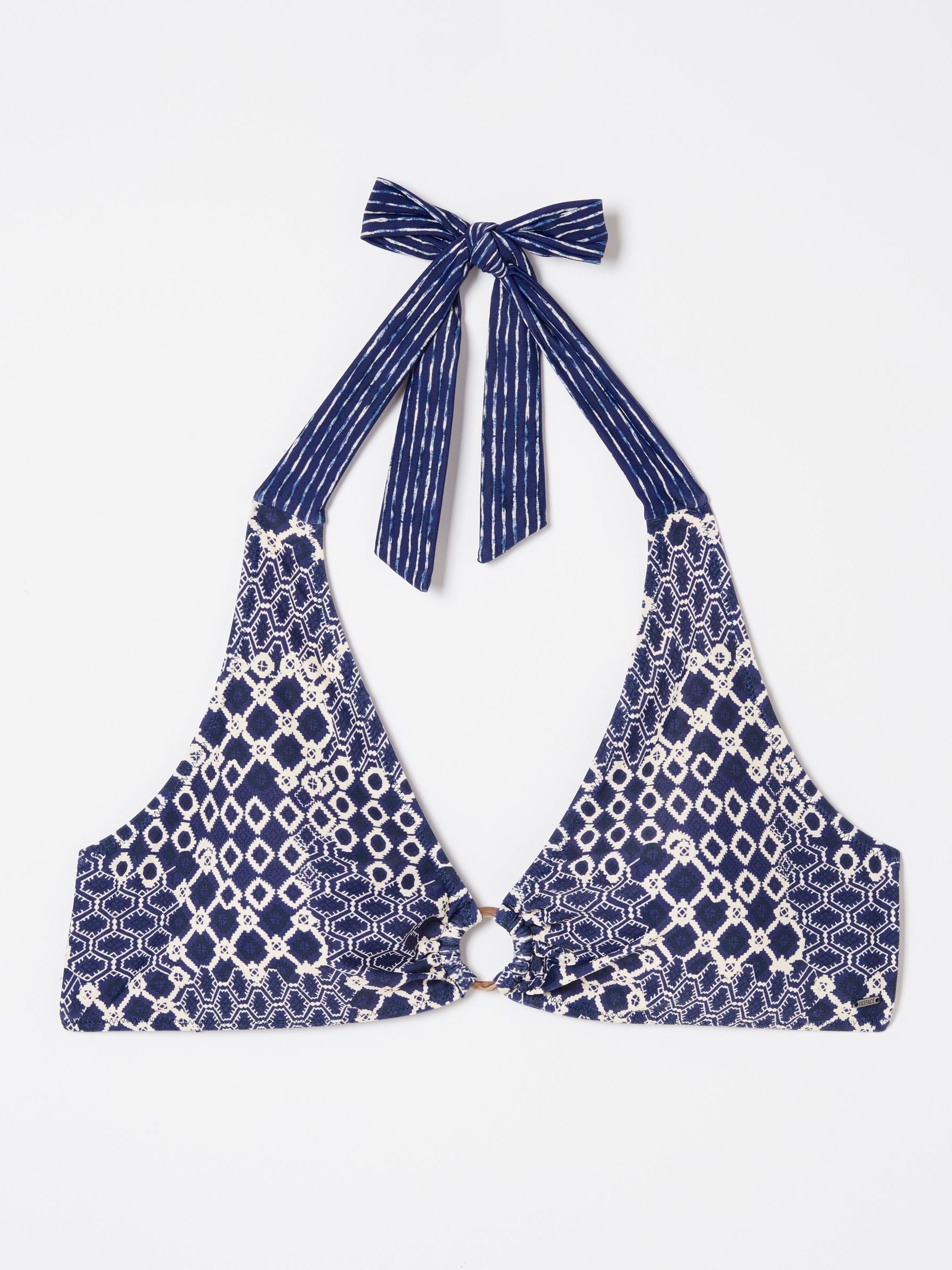 Raya Blue Patchwork Geo Bikini Top - Image 6 of 6 Raya Blue Patchwork Geo Bikini Top - Image 6 of 6