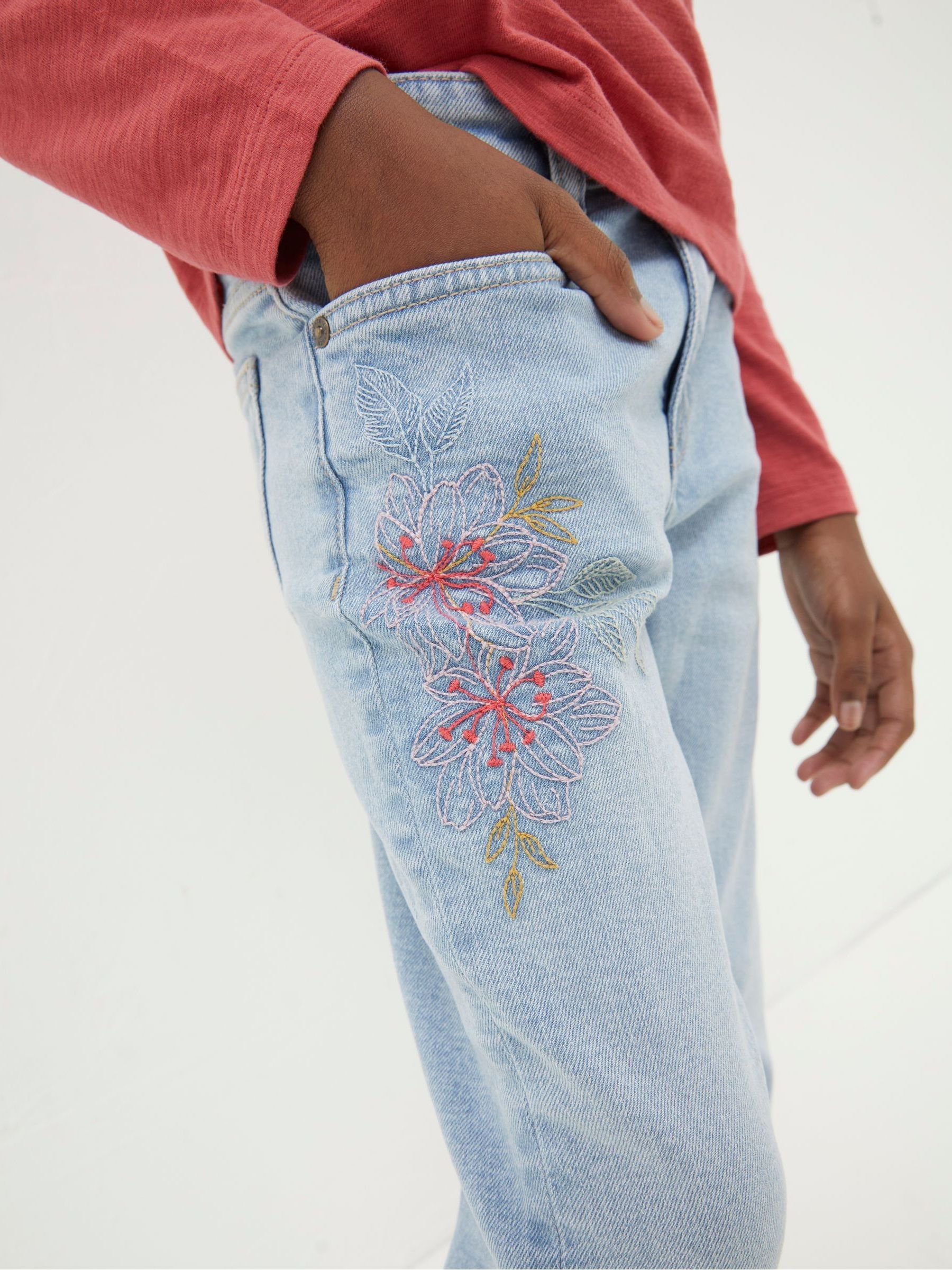 Blue Embroidered Denim Jeans - Image 3 of 3