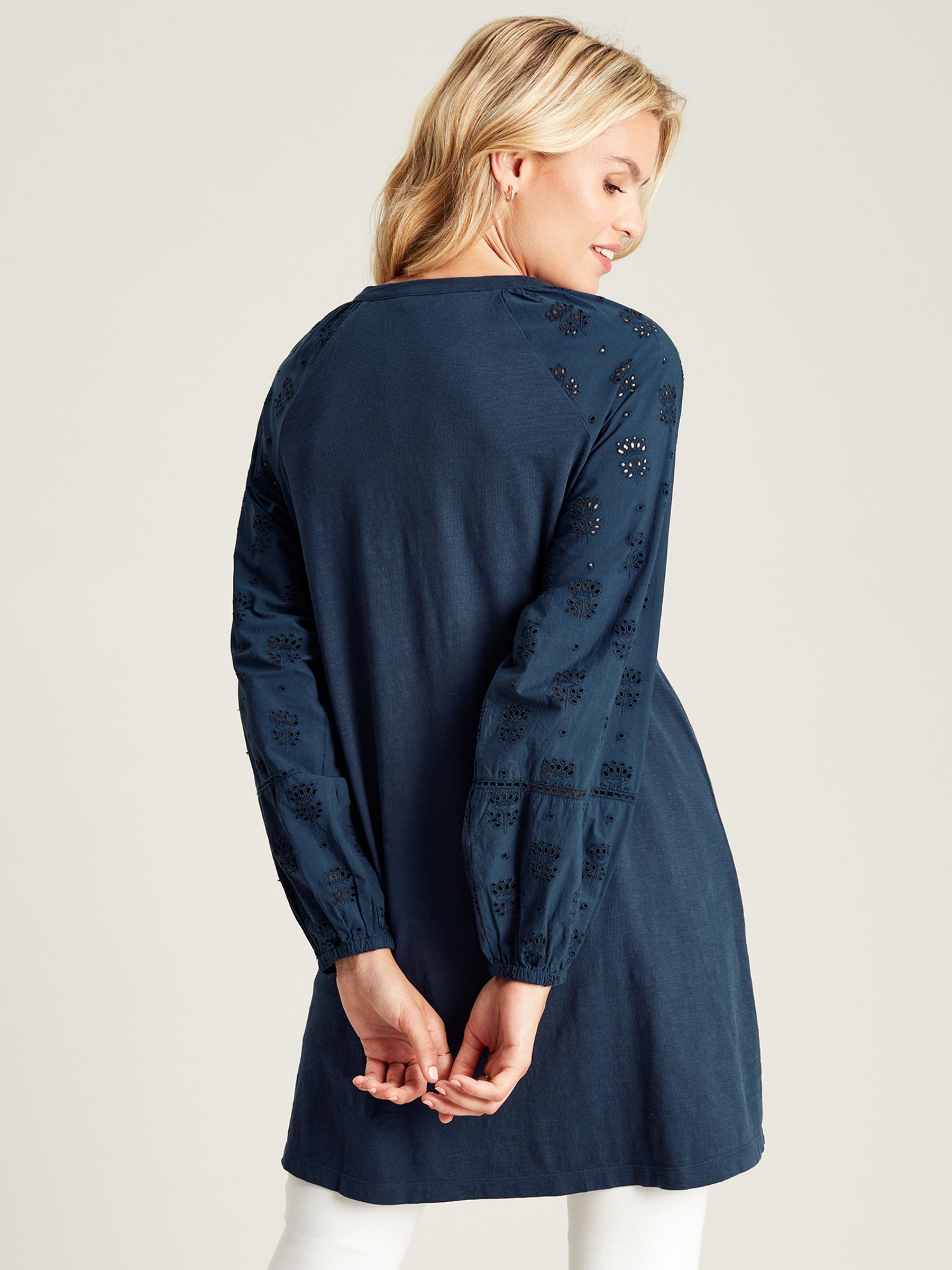 Outlet Ria Navy Broderie/Jersey Tunic - Image 2 of 6